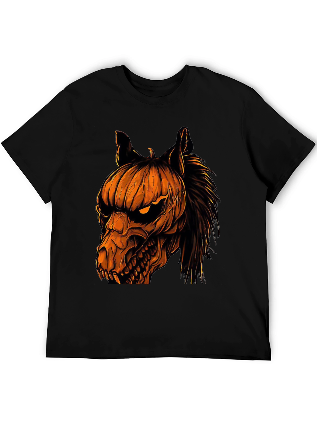 Halloween Pumpkin Horse Head Graphic T-Shirt