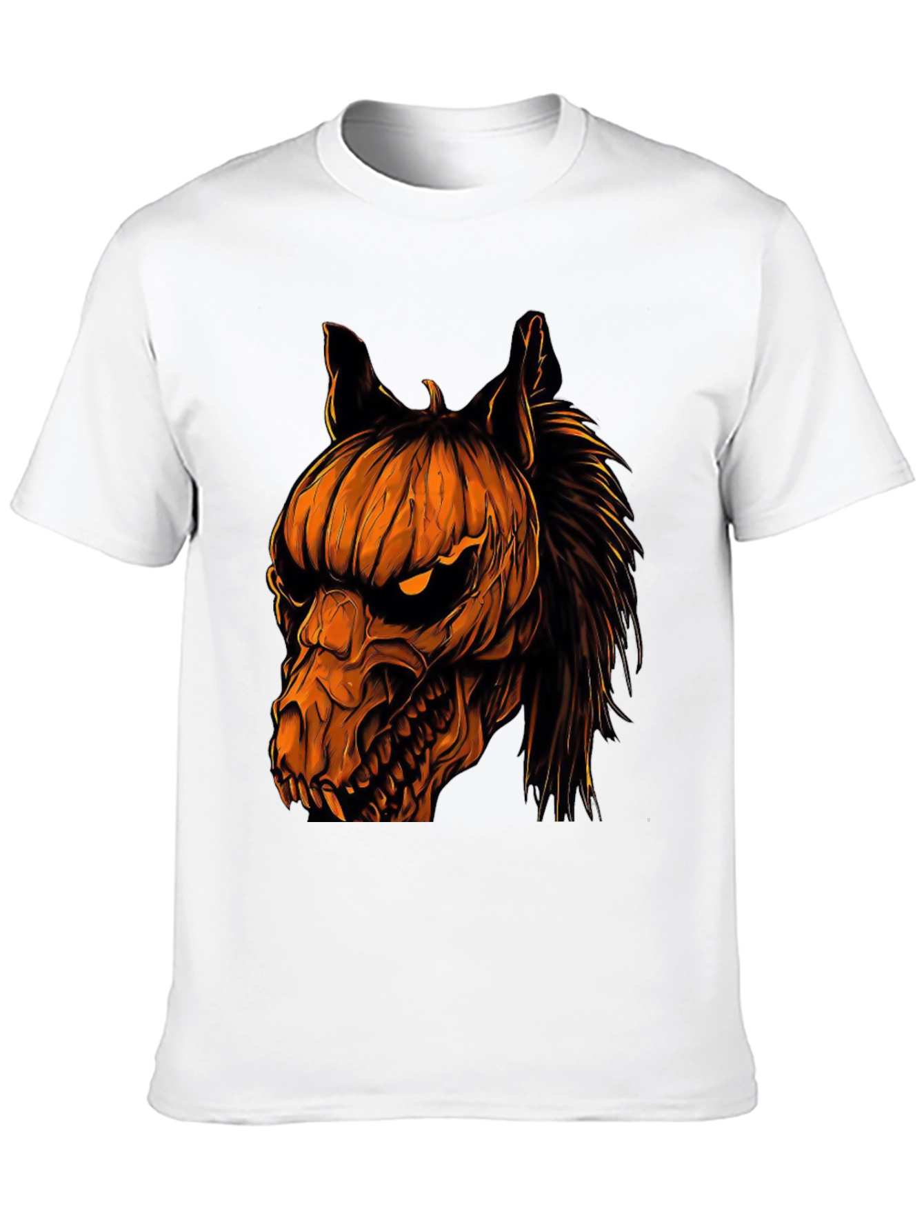 Halloween Pumpkin Horse Head Graphic T-Shirt