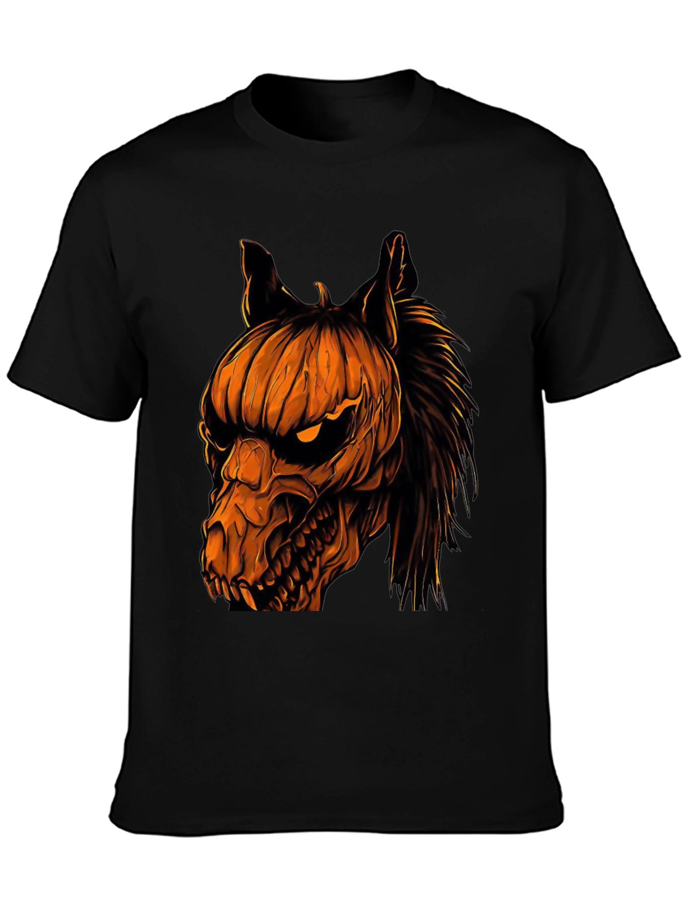 Halloween Pumpkin Horse Head Graphic T-Shirt