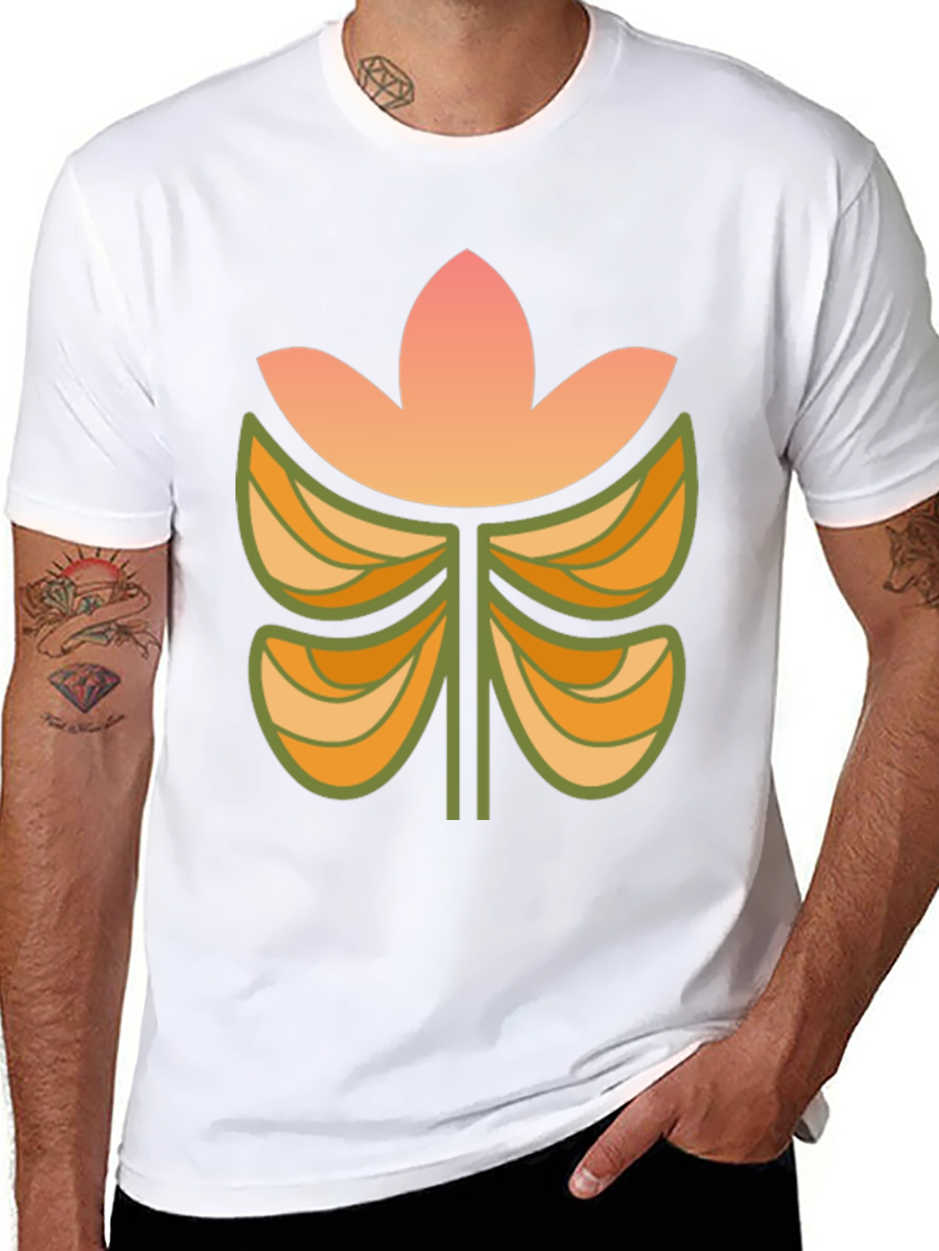 Retro Floral Black T-Shirt