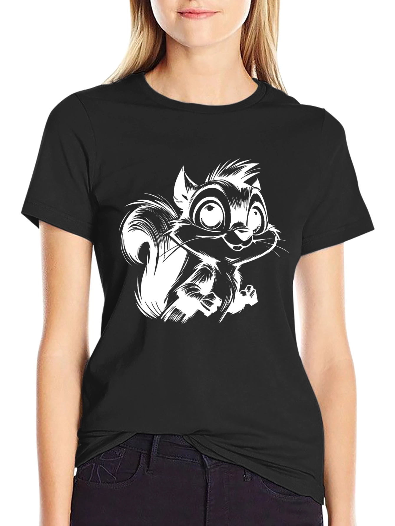 Squirrel Graphic Black T-Shirt
