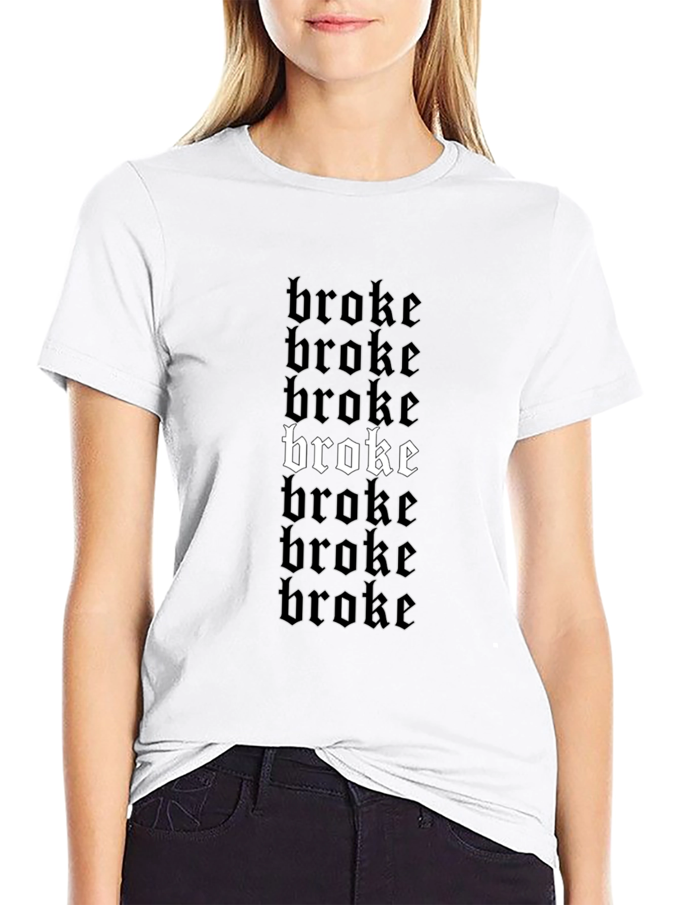 Broke Graphic Print Black T-Shirt