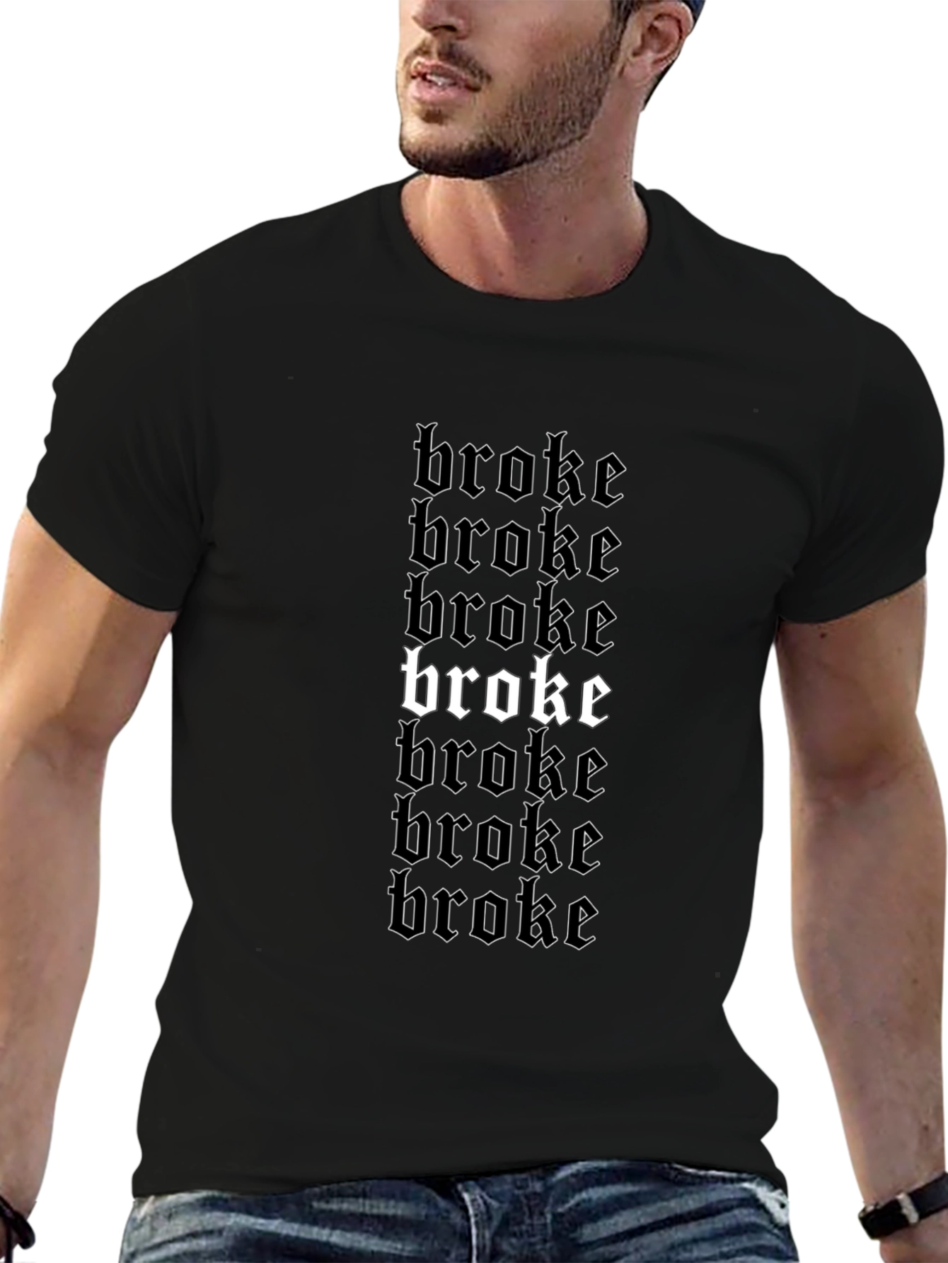Broke Graphic Print Black T-Shirt