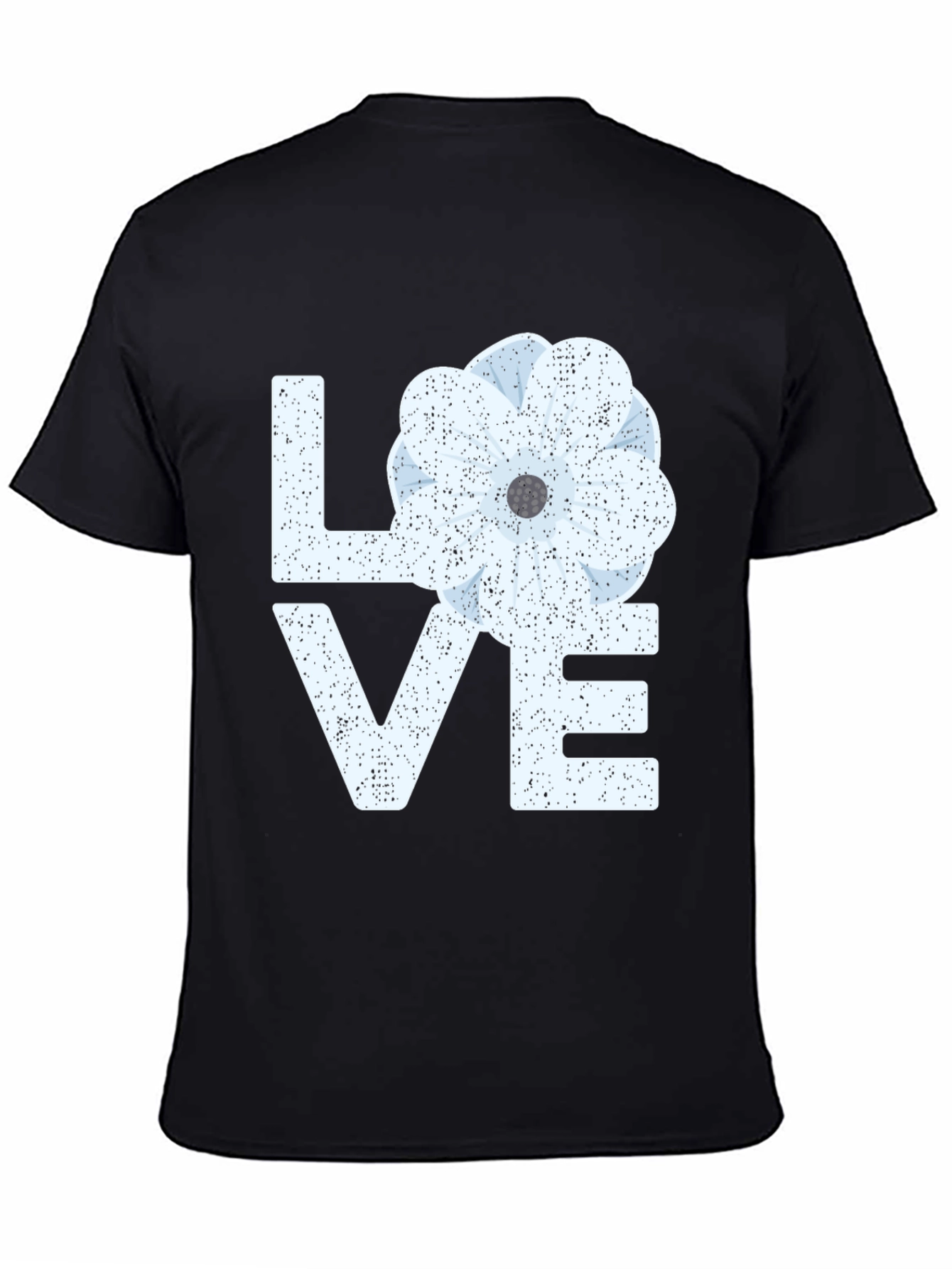 Floral LOVE Graphic T-Shirt - Black Casual Tee
