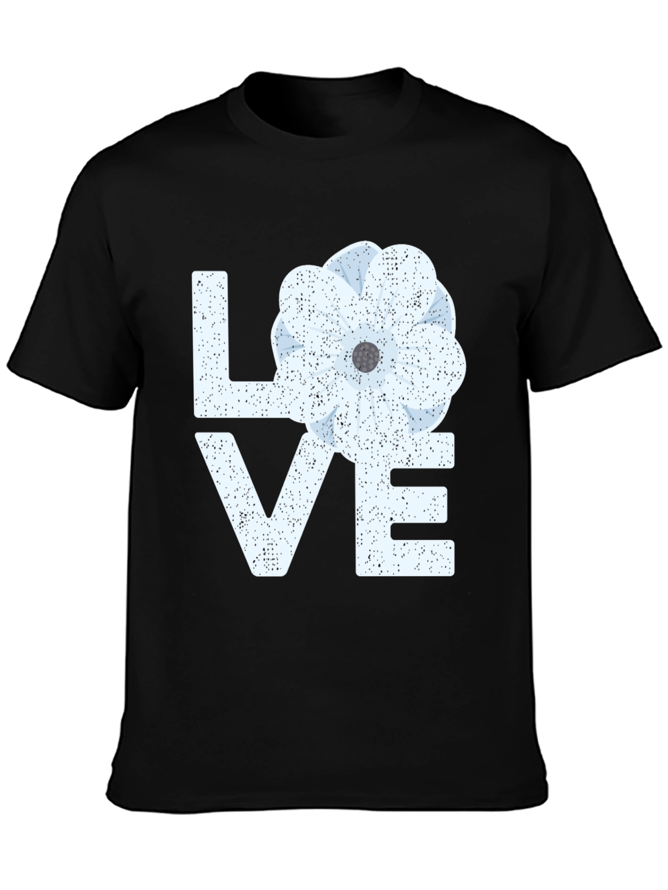 Floral LOVE Graphic T-Shirt - Black Casual Tee