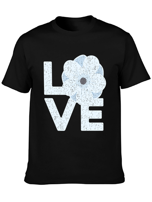 Floral LOVE Graphic T-Shirt - Black Casual Tee