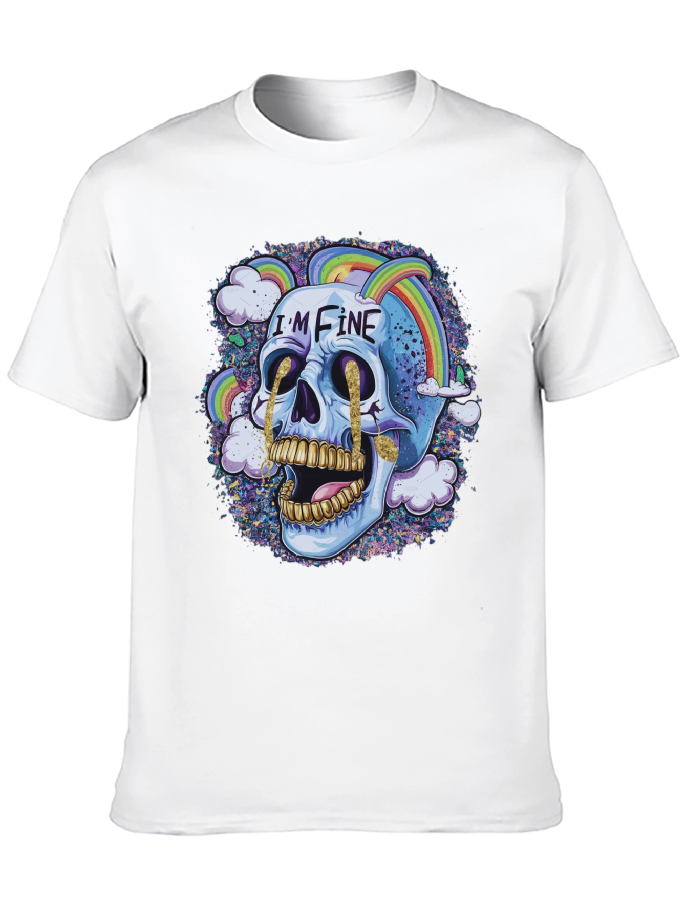 Im Fine Skull Rainbow Graphic Tee - Black
