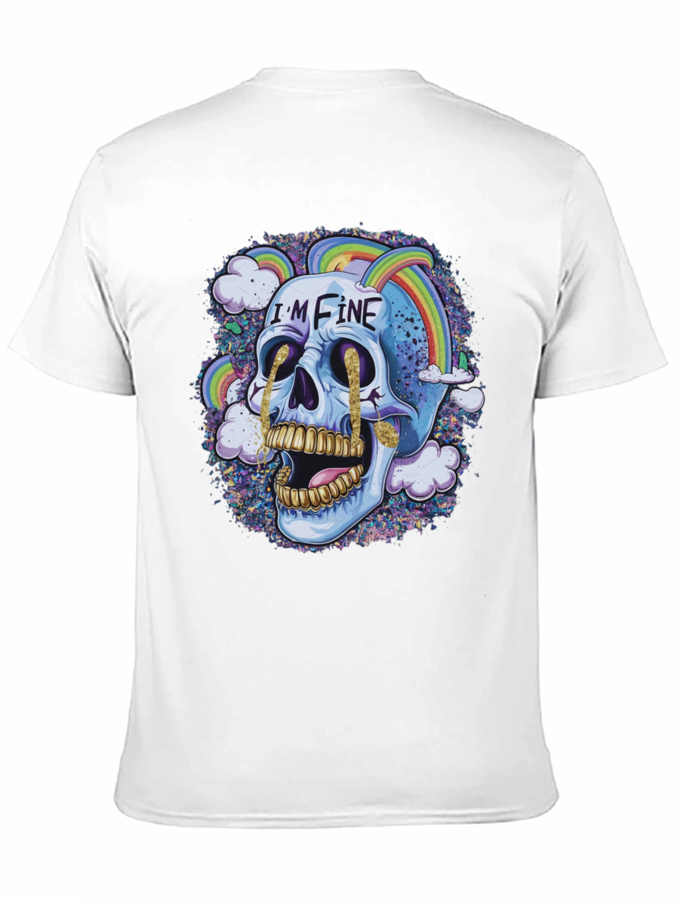 Im Fine Skull Rainbow Graphic Tee - Black