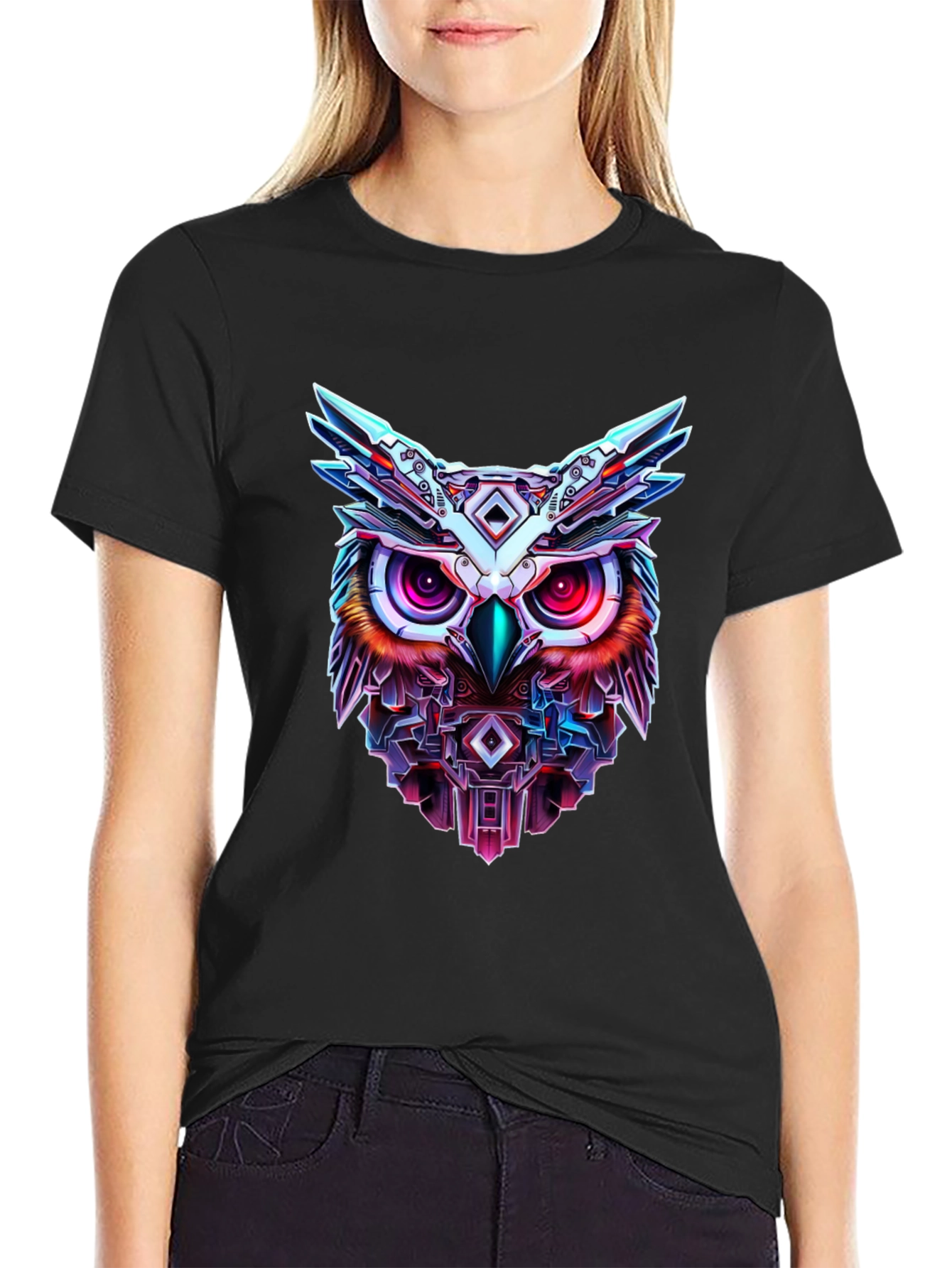 Cyberpunk Owl Graphic T-Shirt - Unique Design