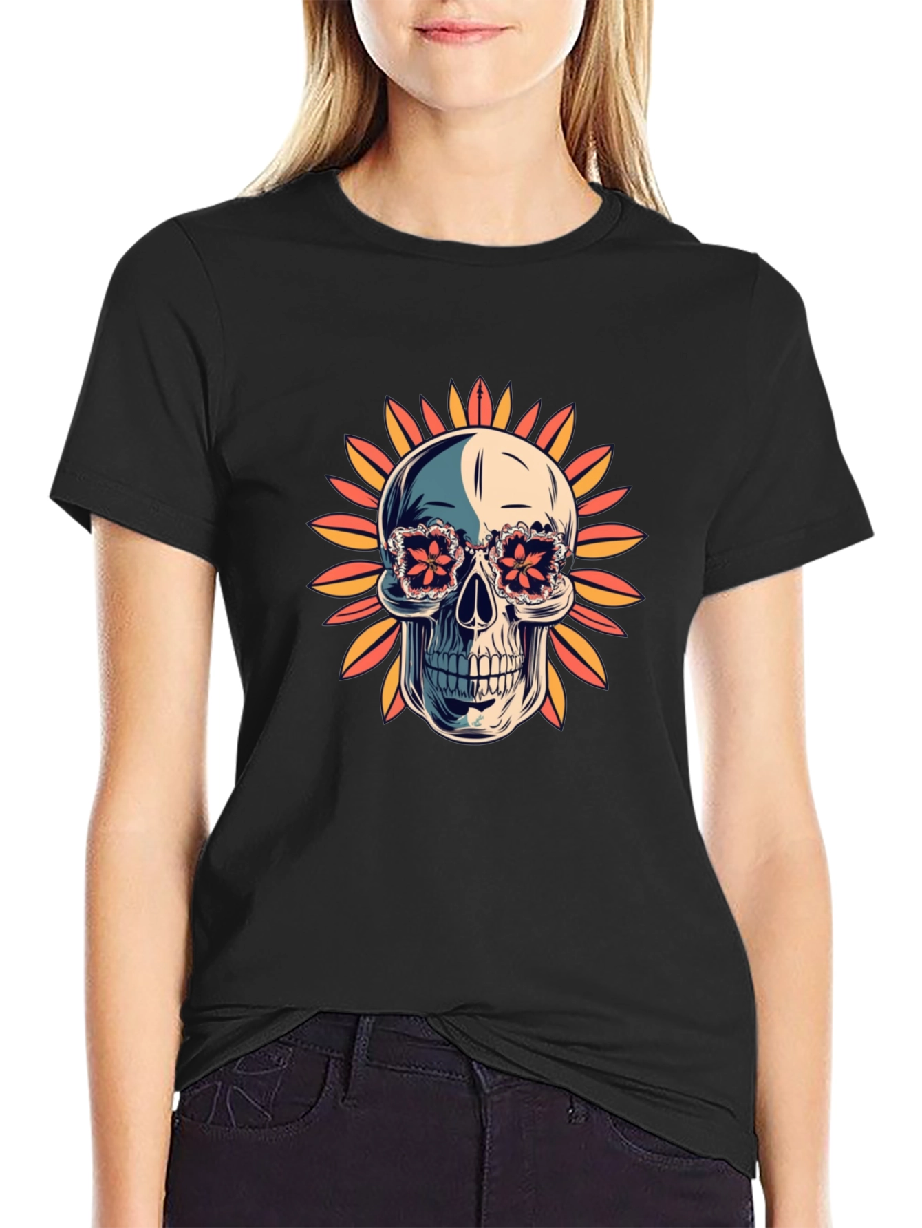 Skull in Floral Glasses T-Shirt