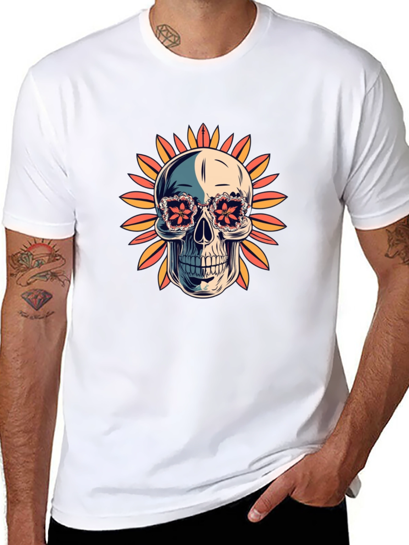 Skull in Floral Glasses T-Shirt