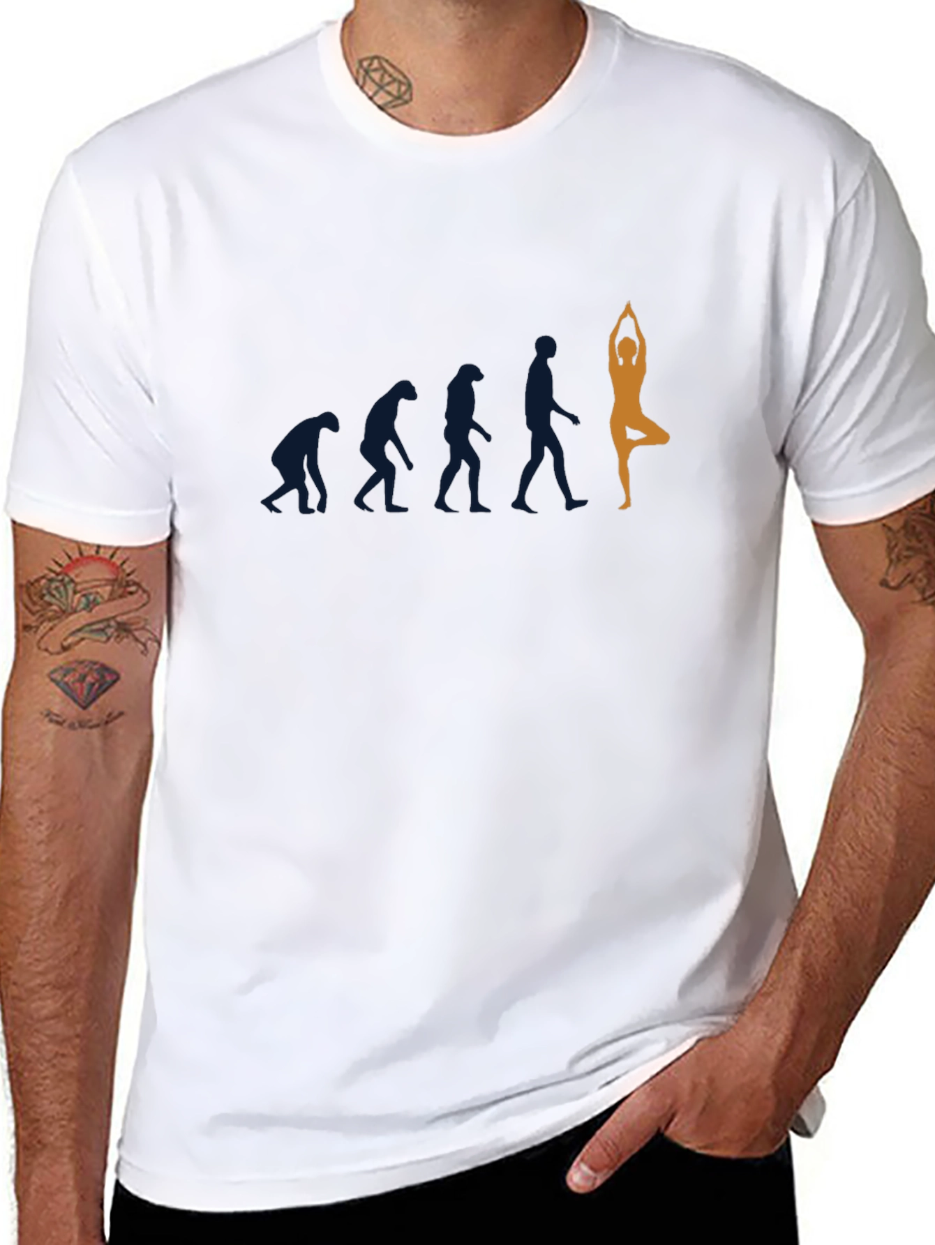 Yoga Evolution Graphic Tee - Black Cotton T-Shirt