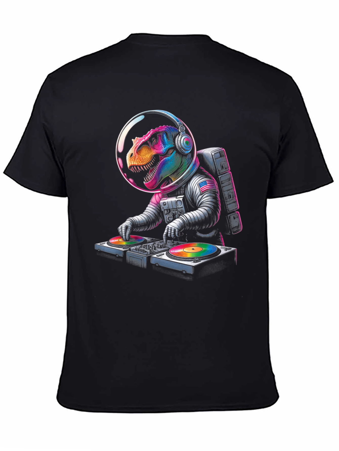 Dino DJ in Space T-Shirt - Awesome Graphic Tee!