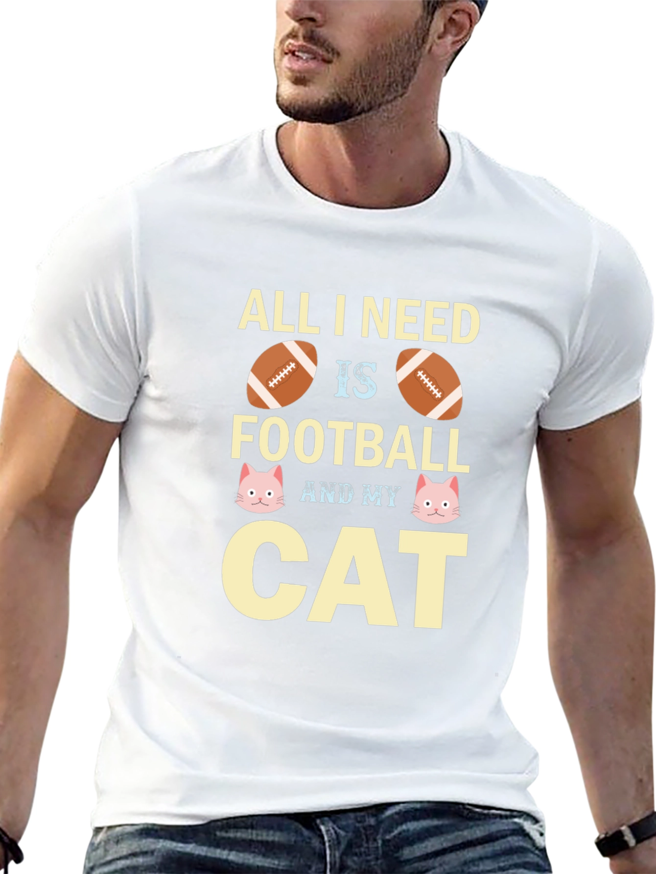 Football & Cat Lover T-Shirt
