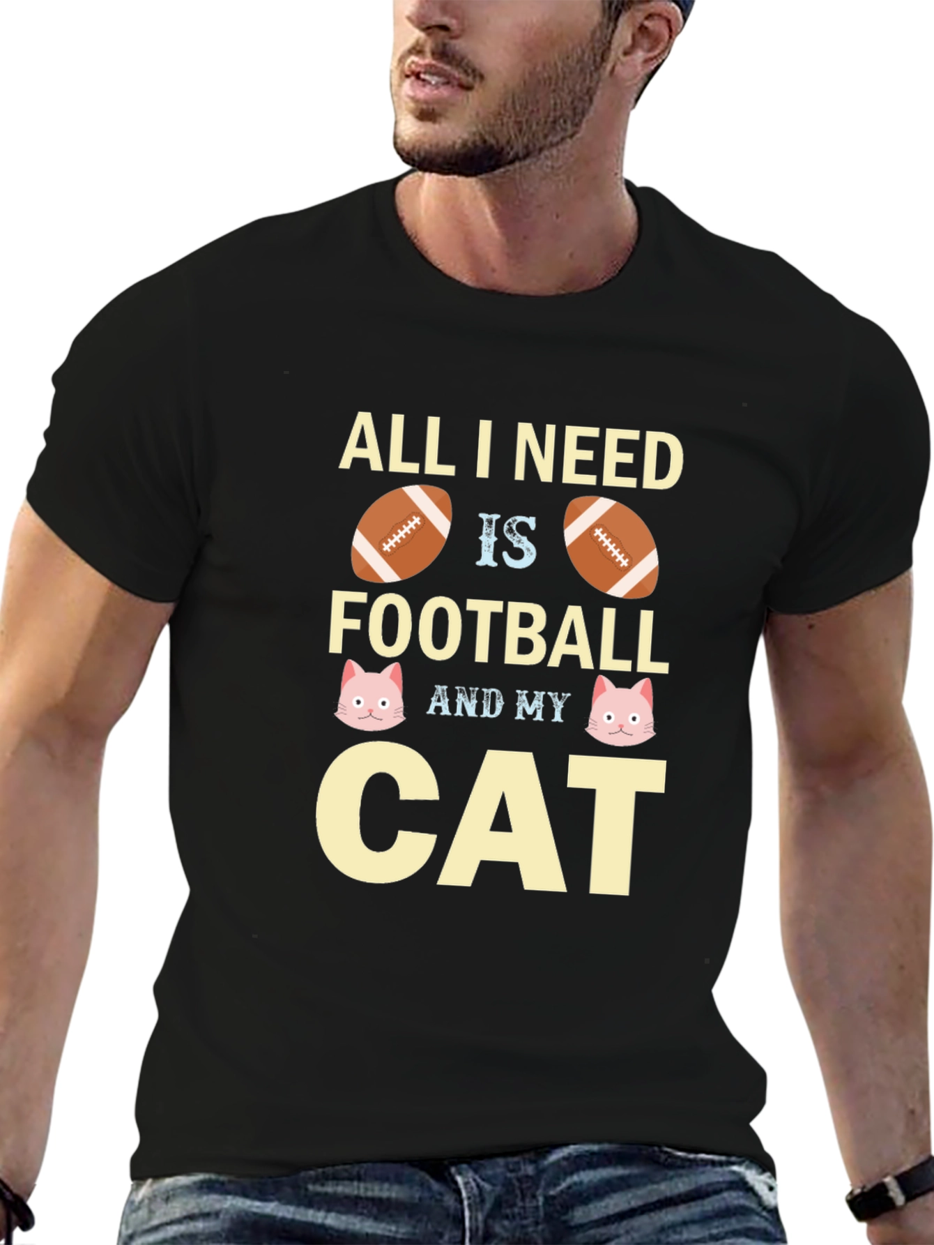 Football & Cat Lover T-Shirt