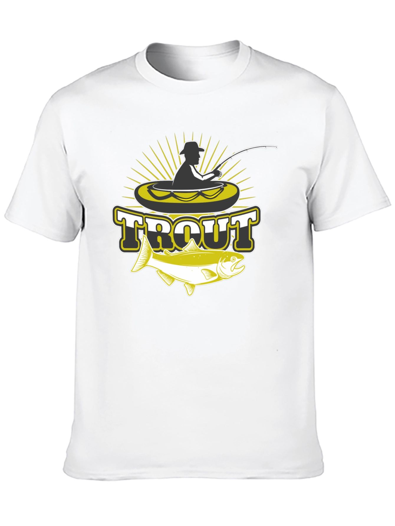 Mens Black Trout Fishing Graphic T-Shirt