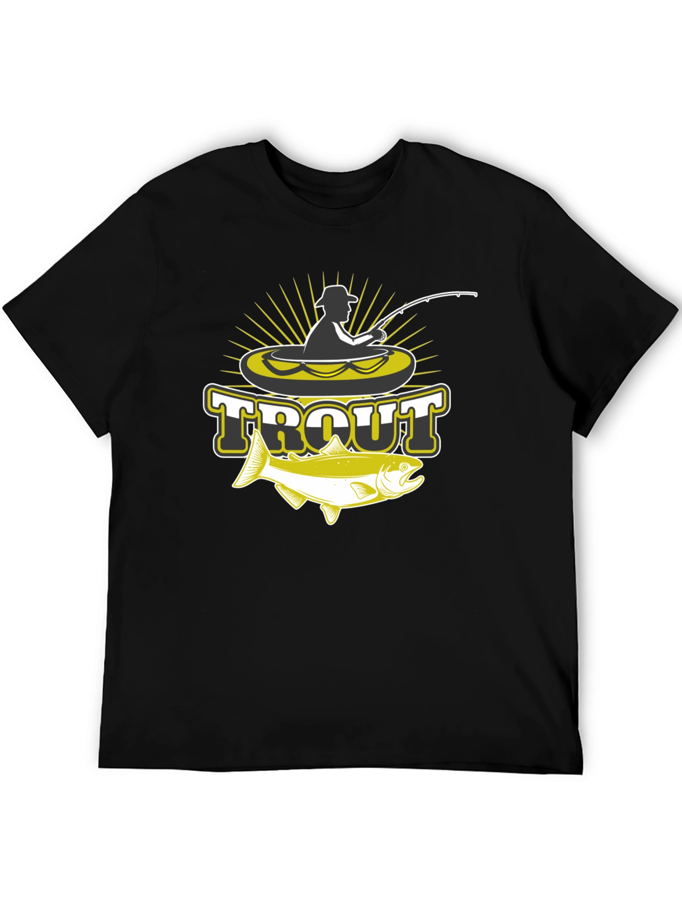 Mens Black Trout Fishing Graphic T-Shirt