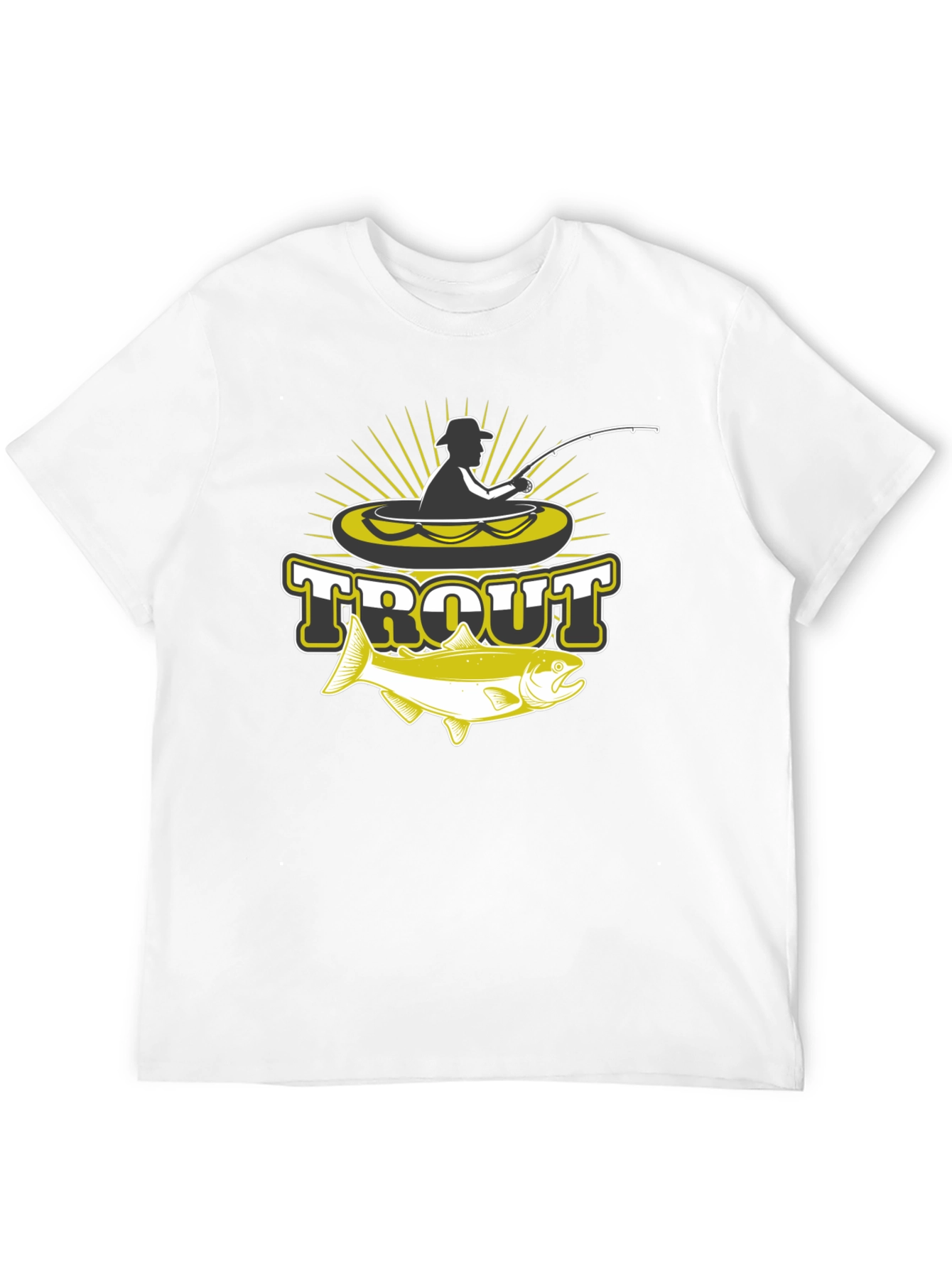 Mens Black Trout Fishing Graphic T-Shirt