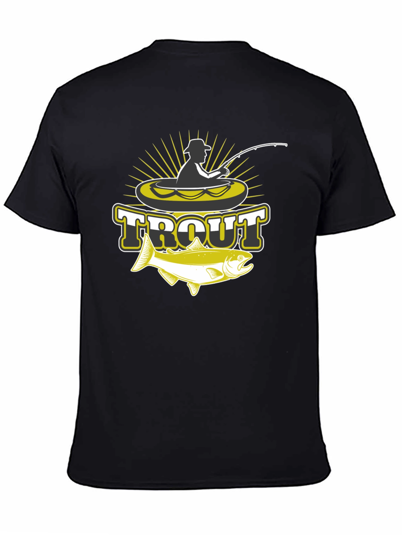 Mens Black Trout Fishing Graphic T-Shirt