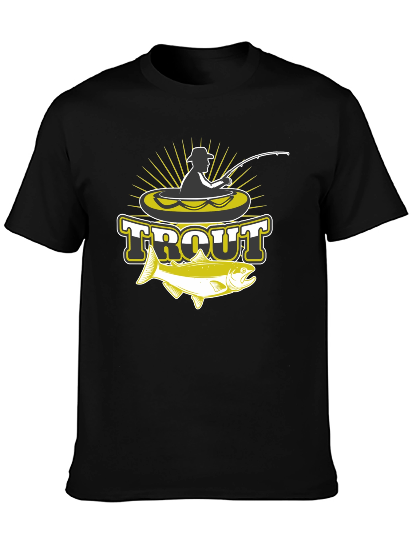 Mens Black Trout Fishing Graphic T-Shirt