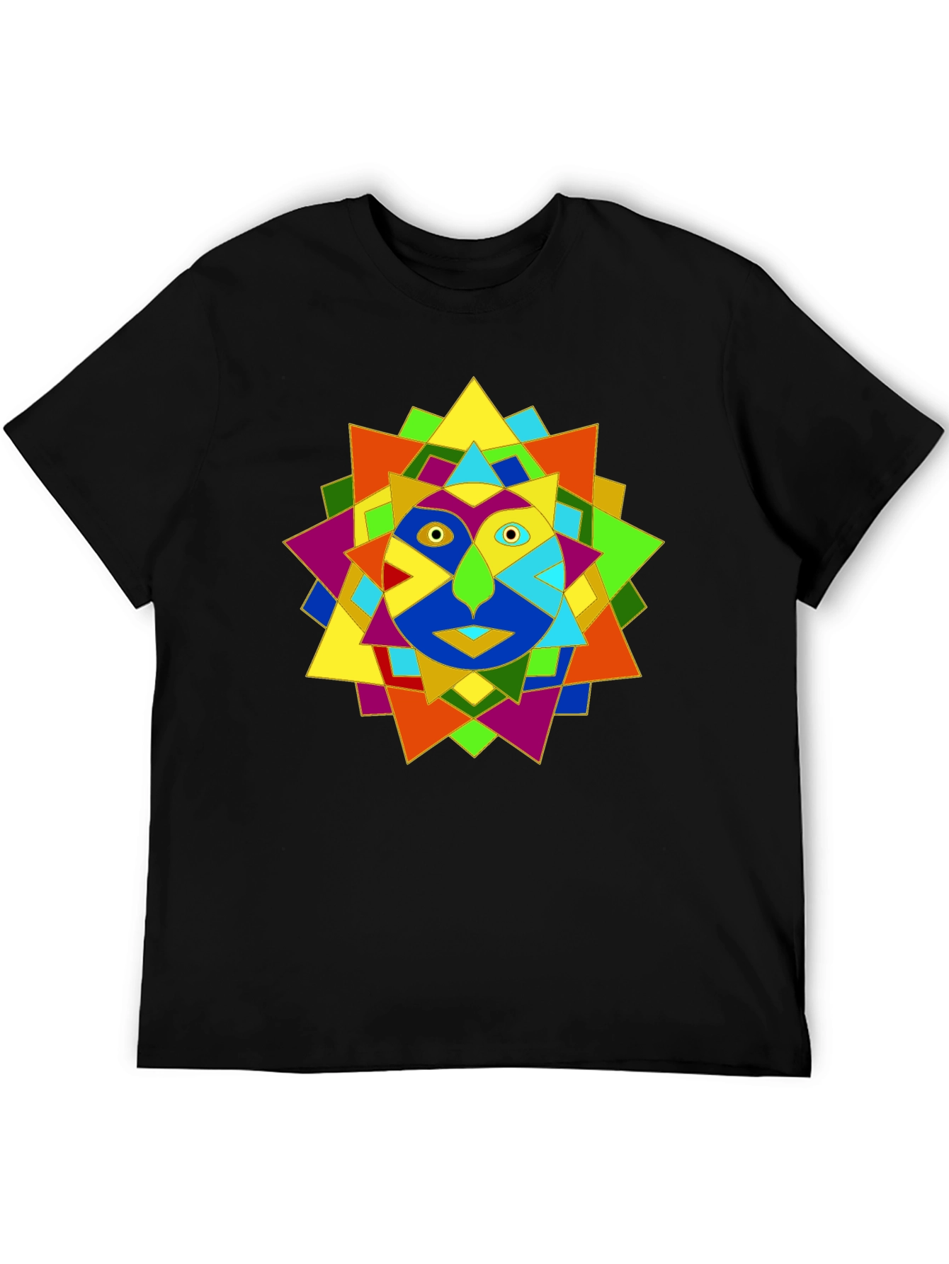 Geometric Face Graphic Black T-Shirt