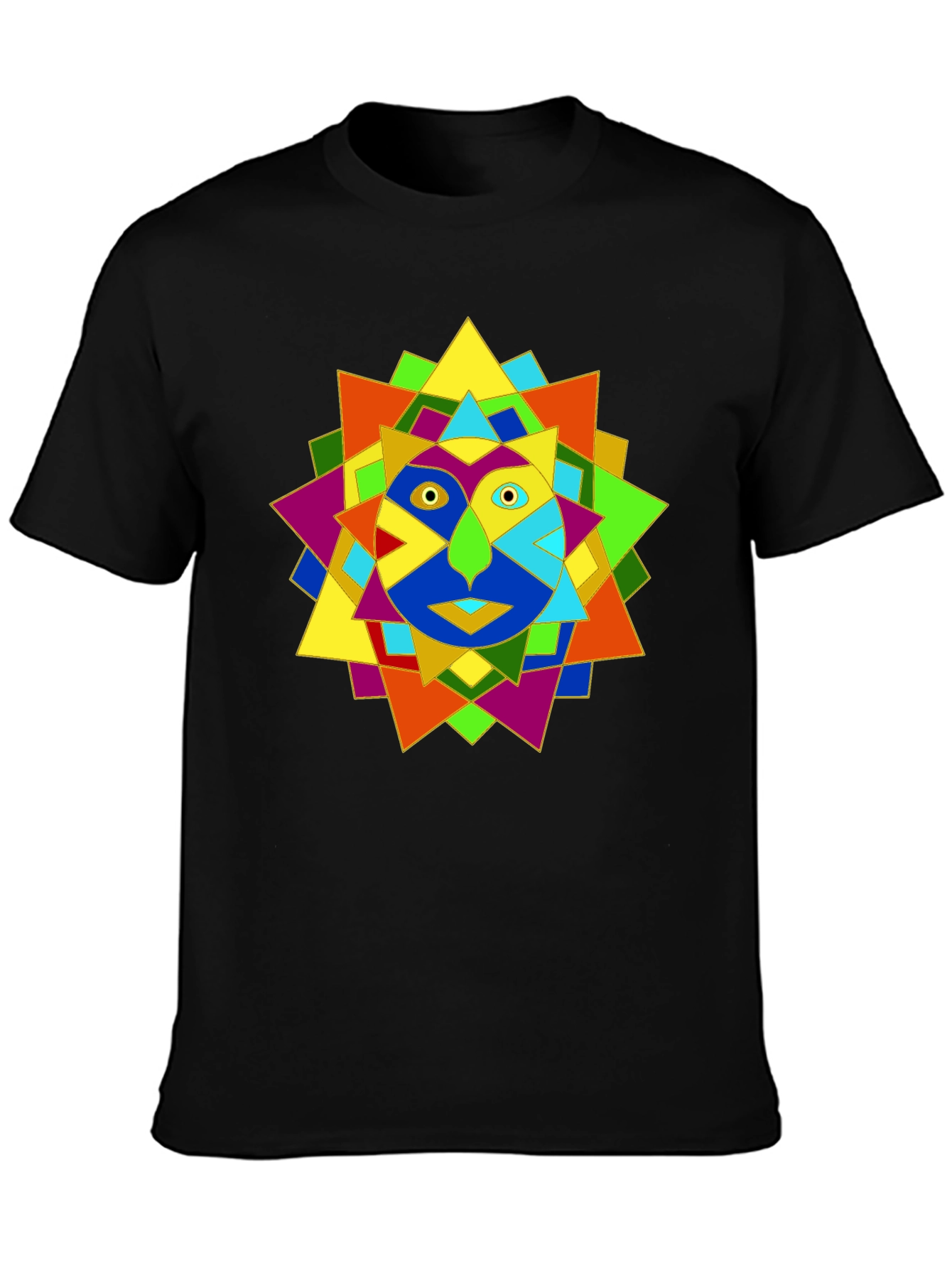 Geometric Face Graphic Black T-Shirt