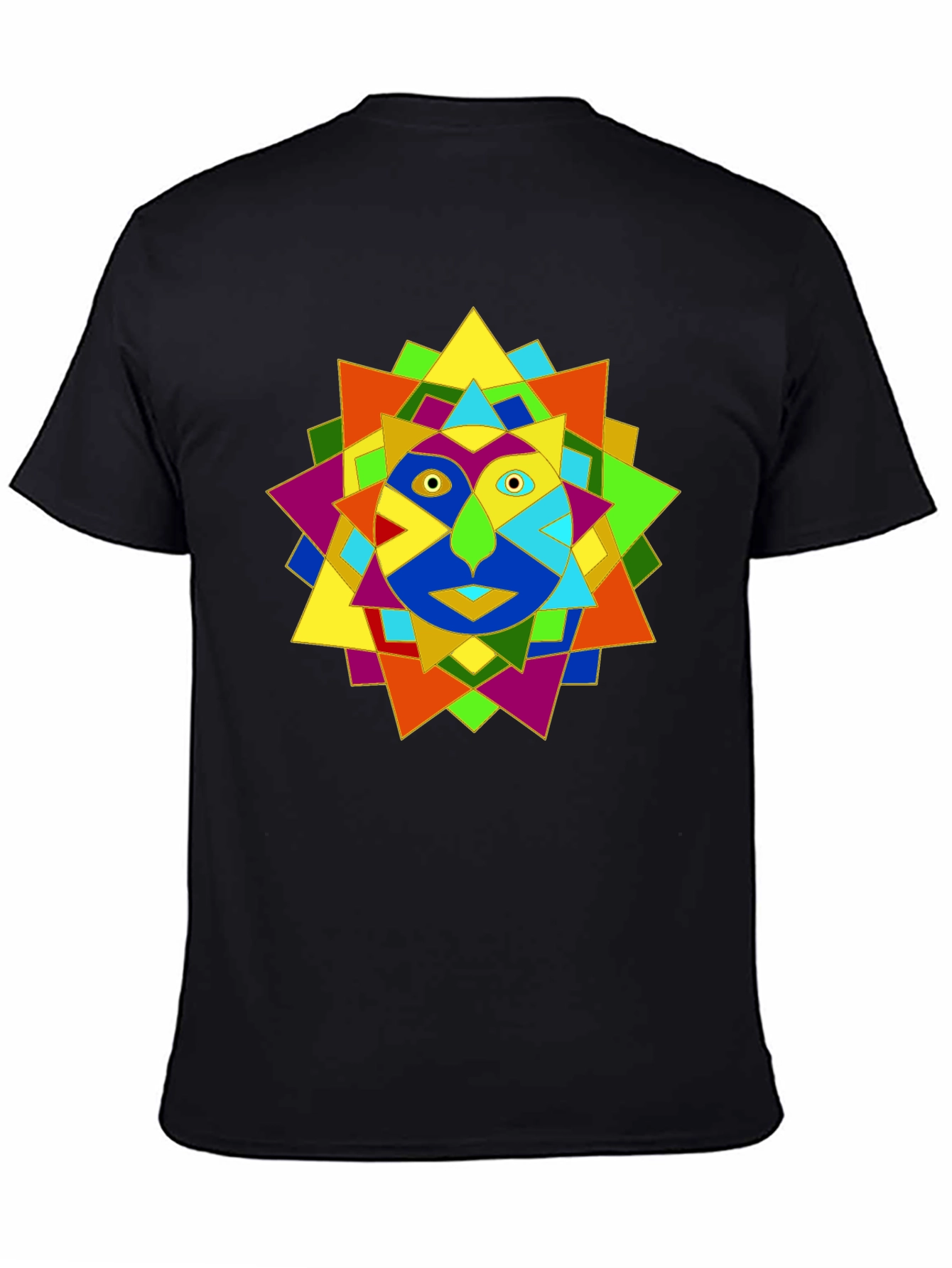 Geometric Face Graphic Black T-Shirt