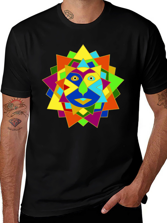 Geometric Face Graphic Black T-Shirt