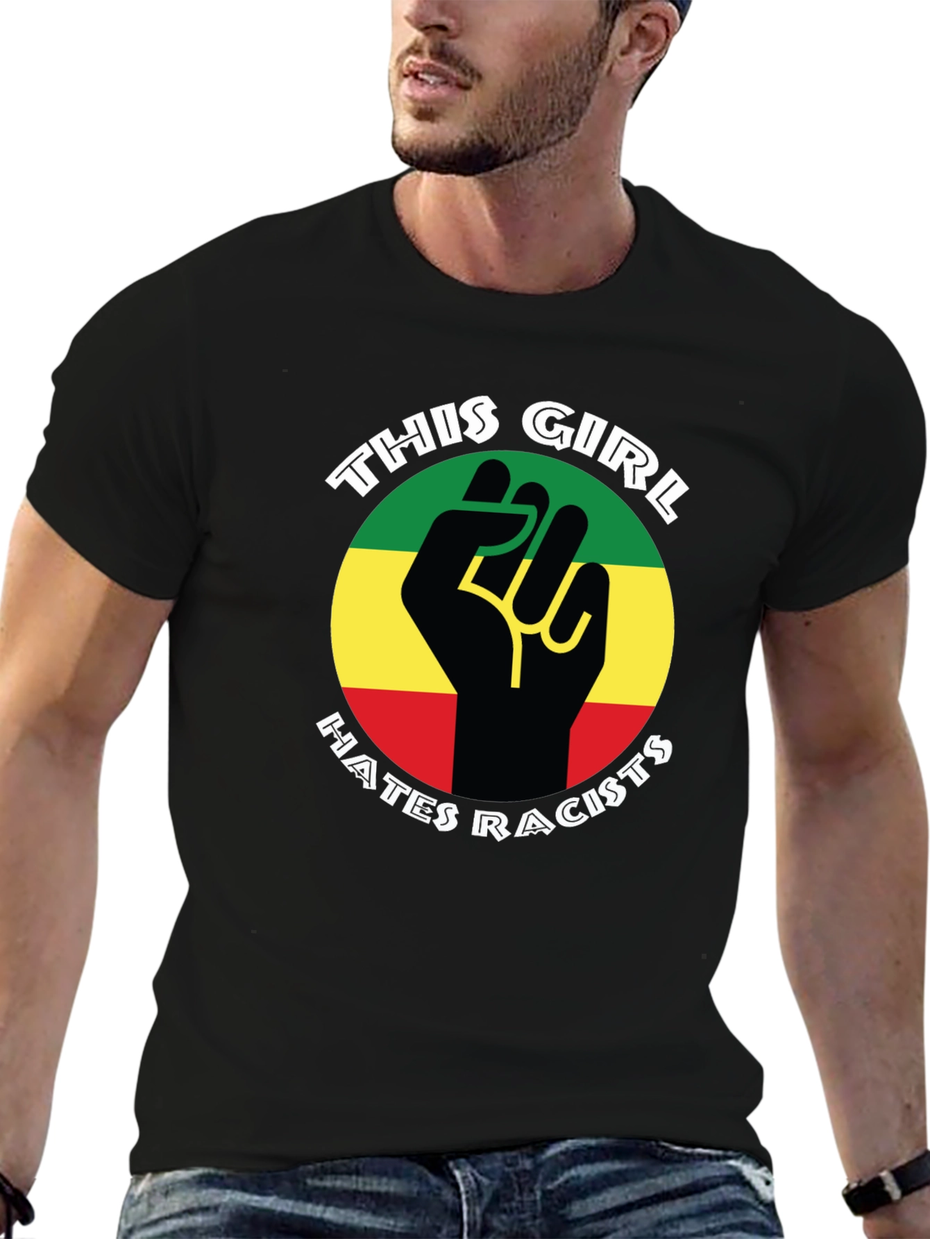 This Girl Hates Racists T-Shirt - Empowering Design