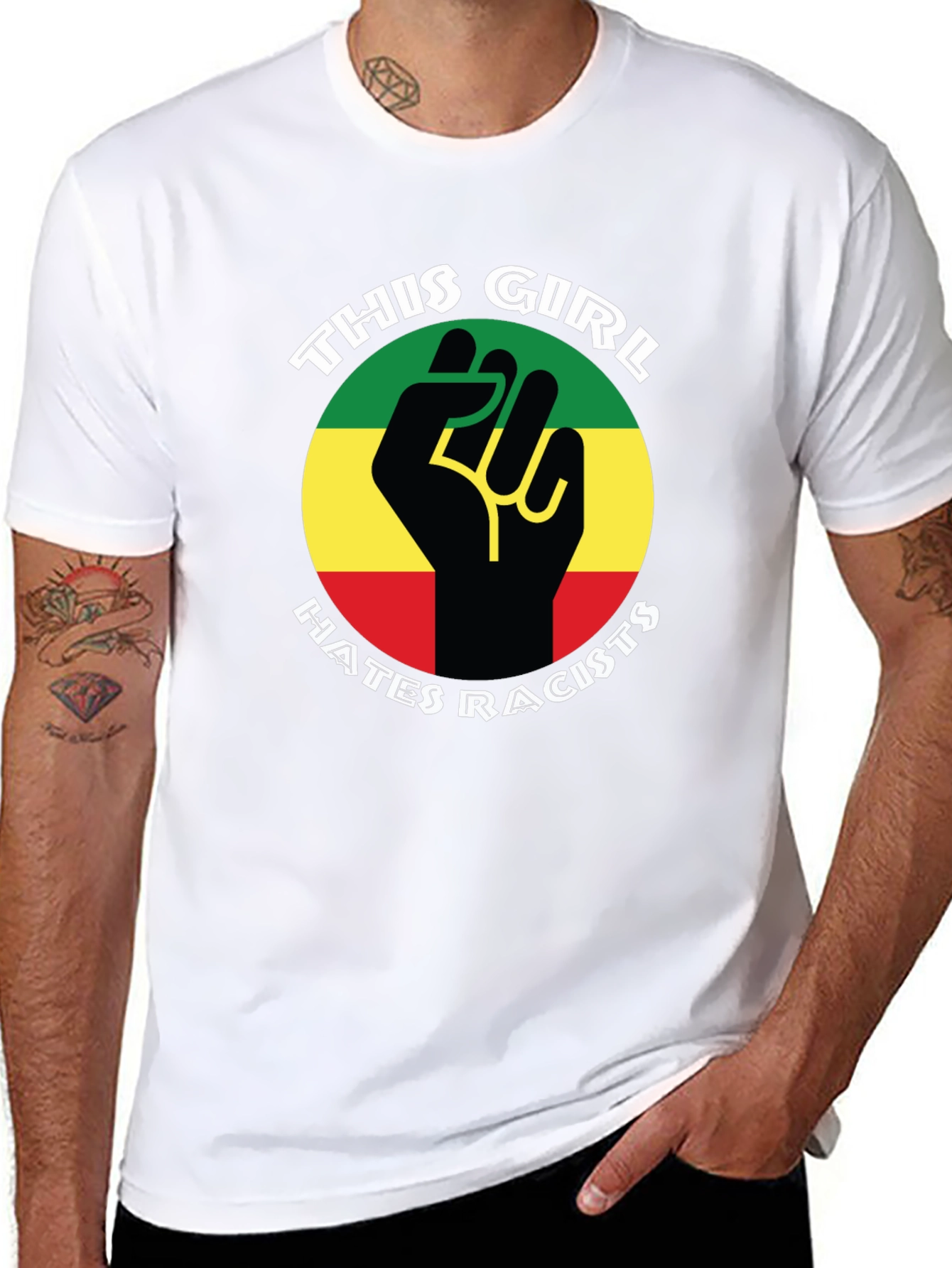 This Girl Hates Racists T-Shirt - Empowering Design