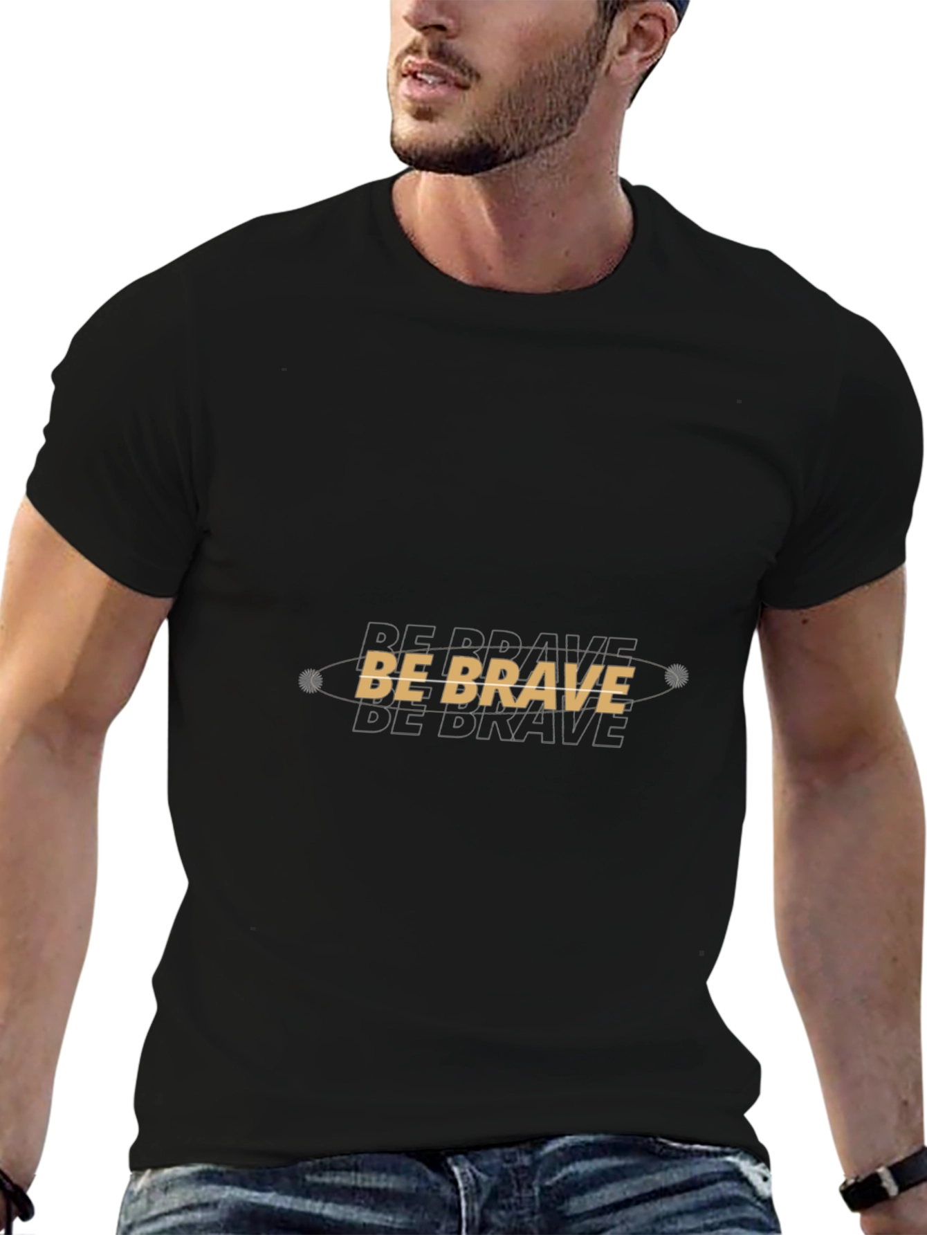Be Brave Graphic Tee - Black Cotton Blend T-Shirt