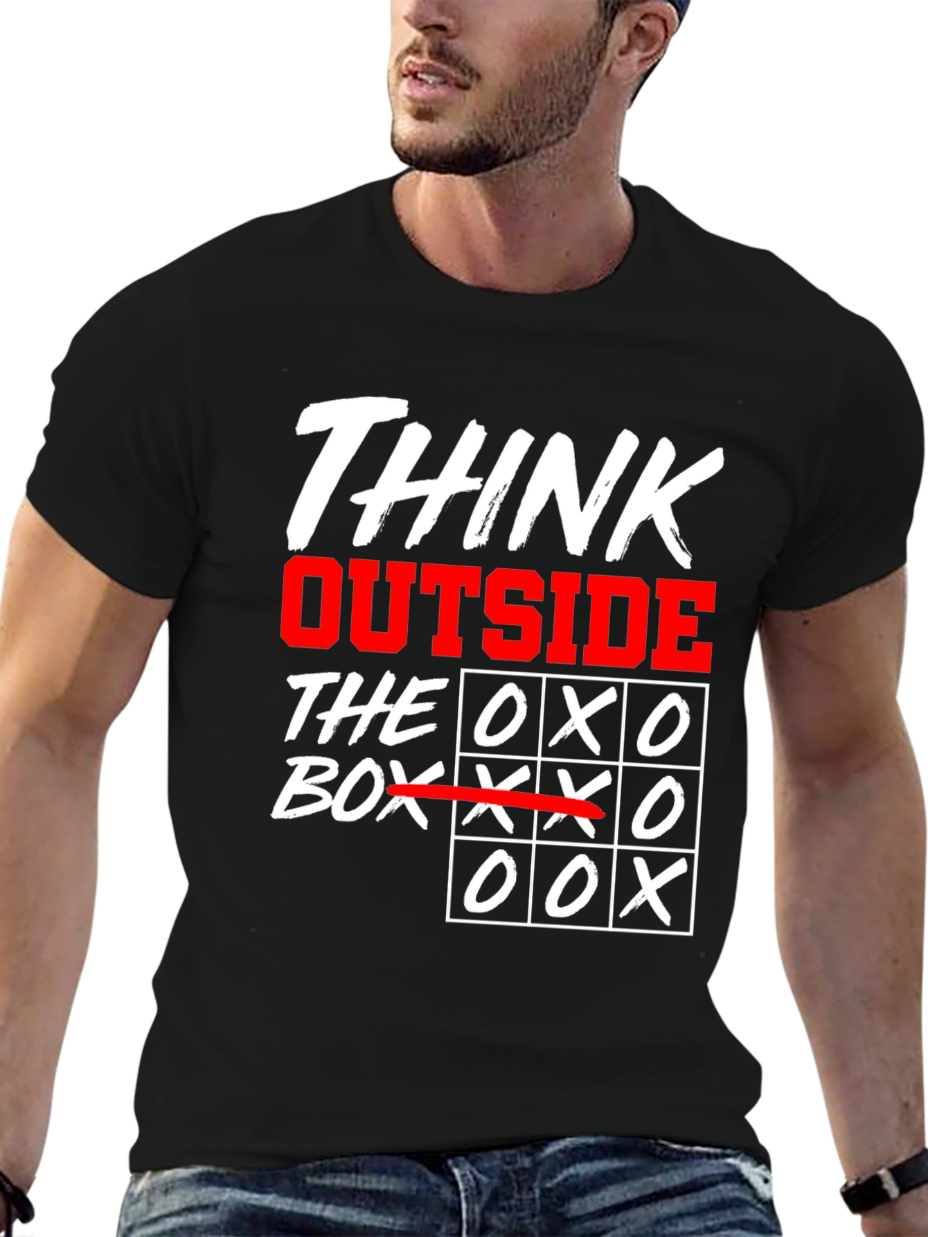 Think Outside the Box T-Shirt - Tic-Tac-Toe Design