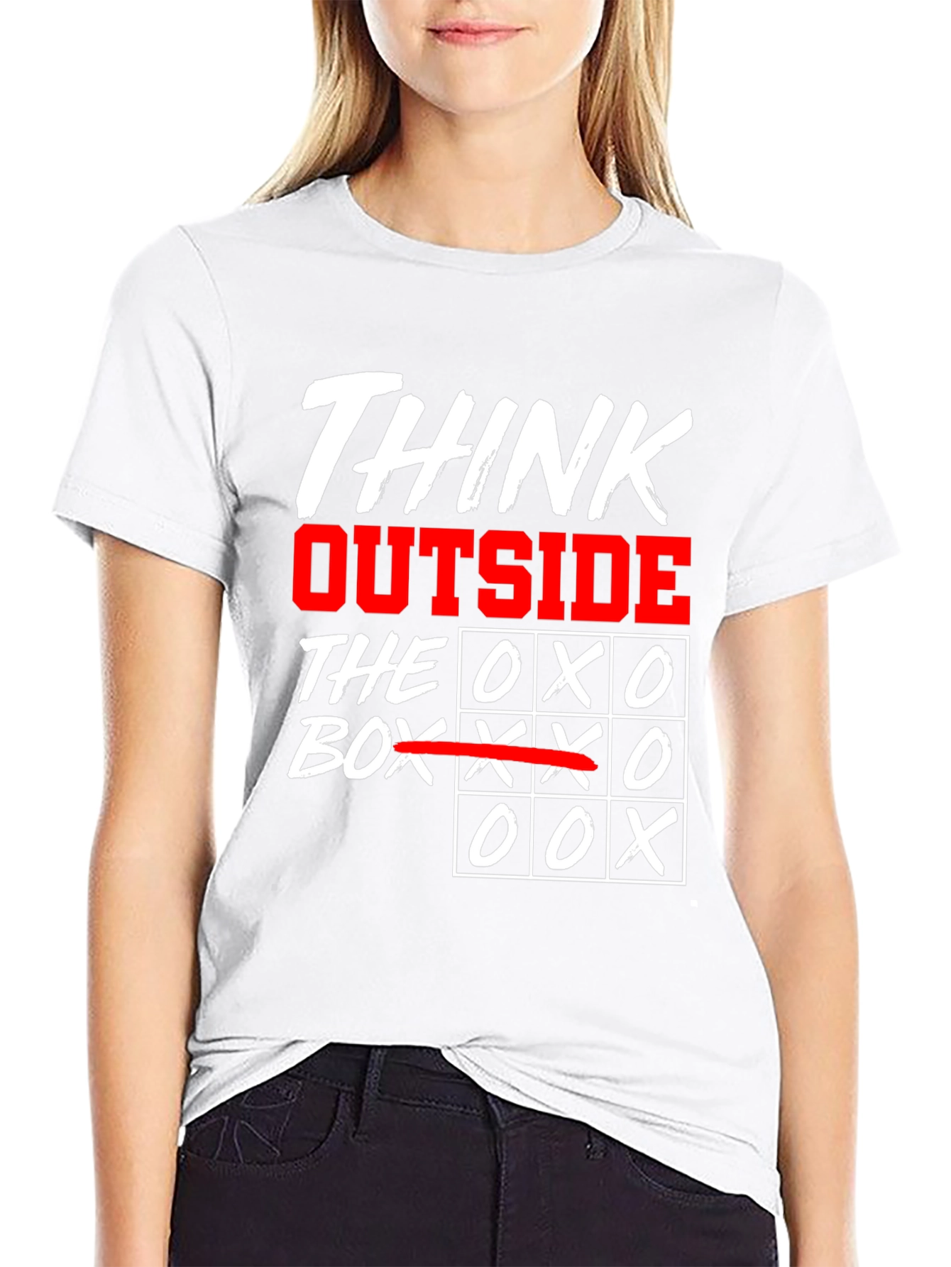 Think Outside the Box T-Shirt - Tic-Tac-Toe Design