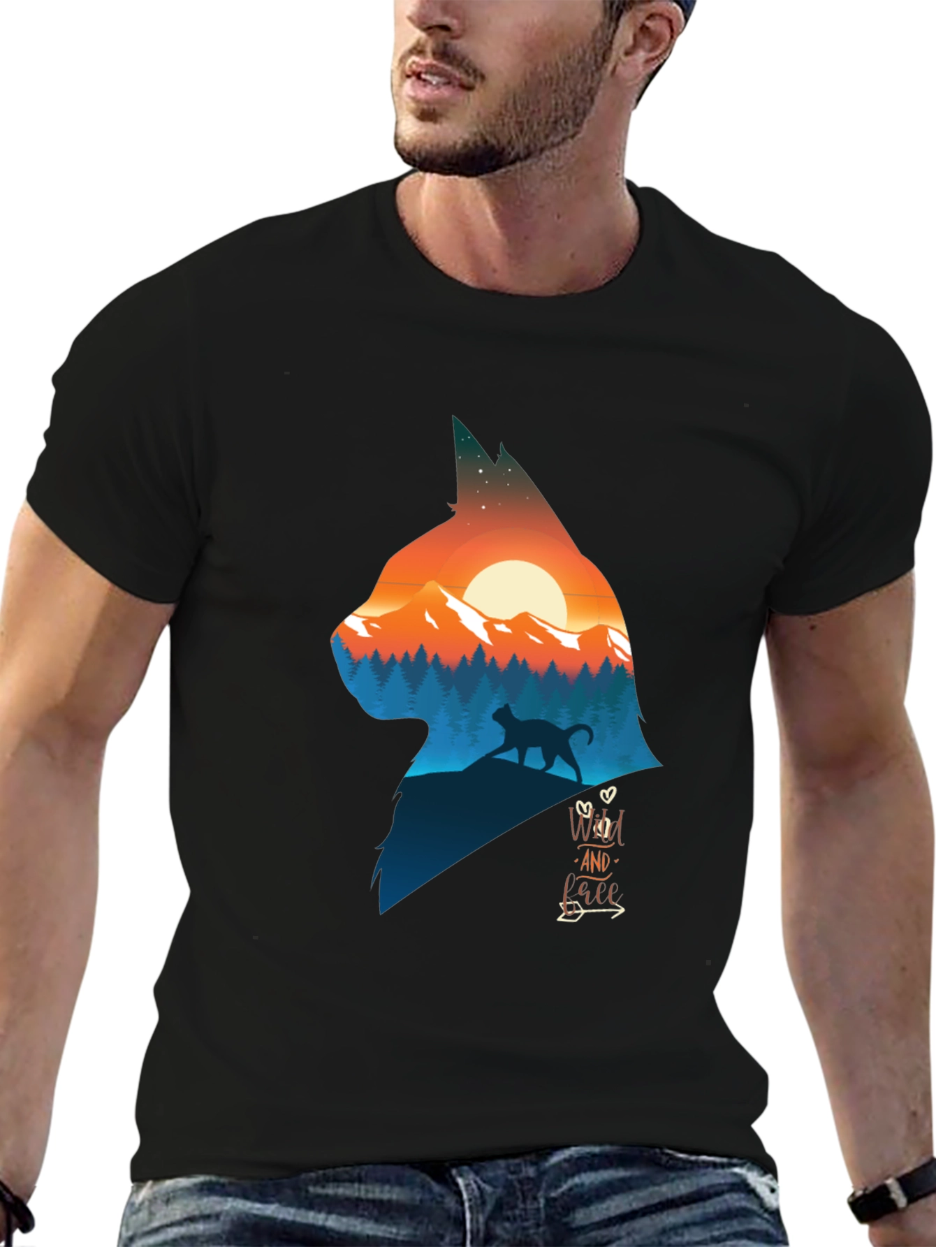 Wild Cat Nature Graphic Tee - Stylish Unisex T-Shirt