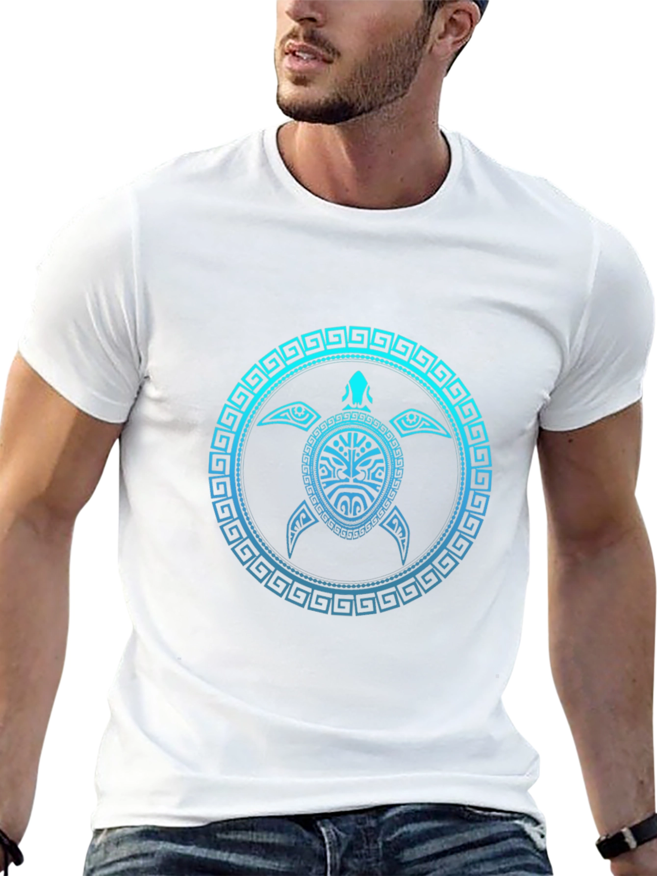 Tribal Turtle Graphic Tee - Mens Black T-Shirt
