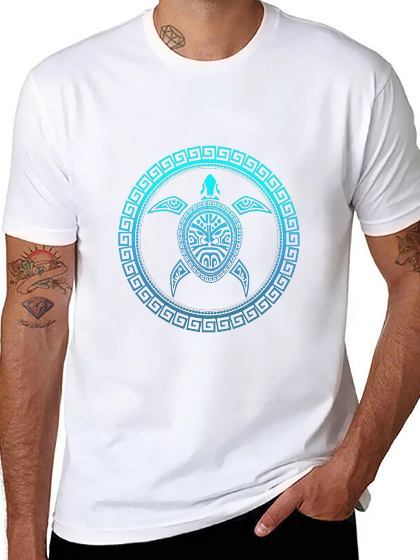 Tribal Turtle Graphic Tee - Mens Black T-Shirt