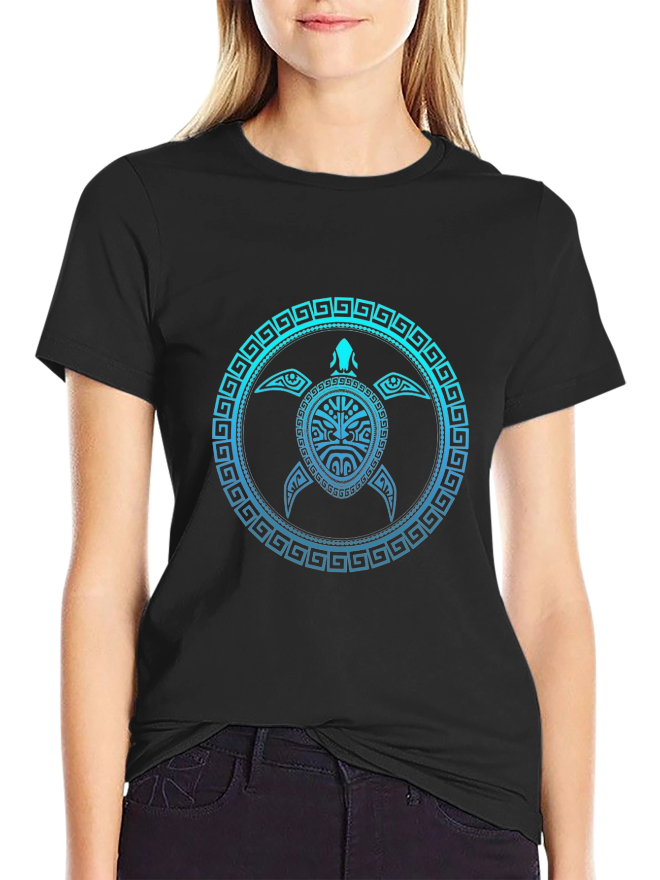 Tribal Turtle Graphic Tee - Mens Black T-Shirt