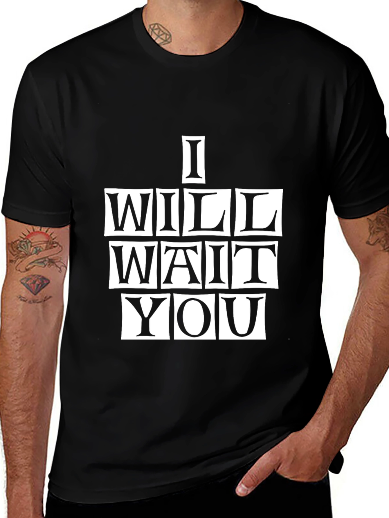I Will Wait You Graphic Tee - Black