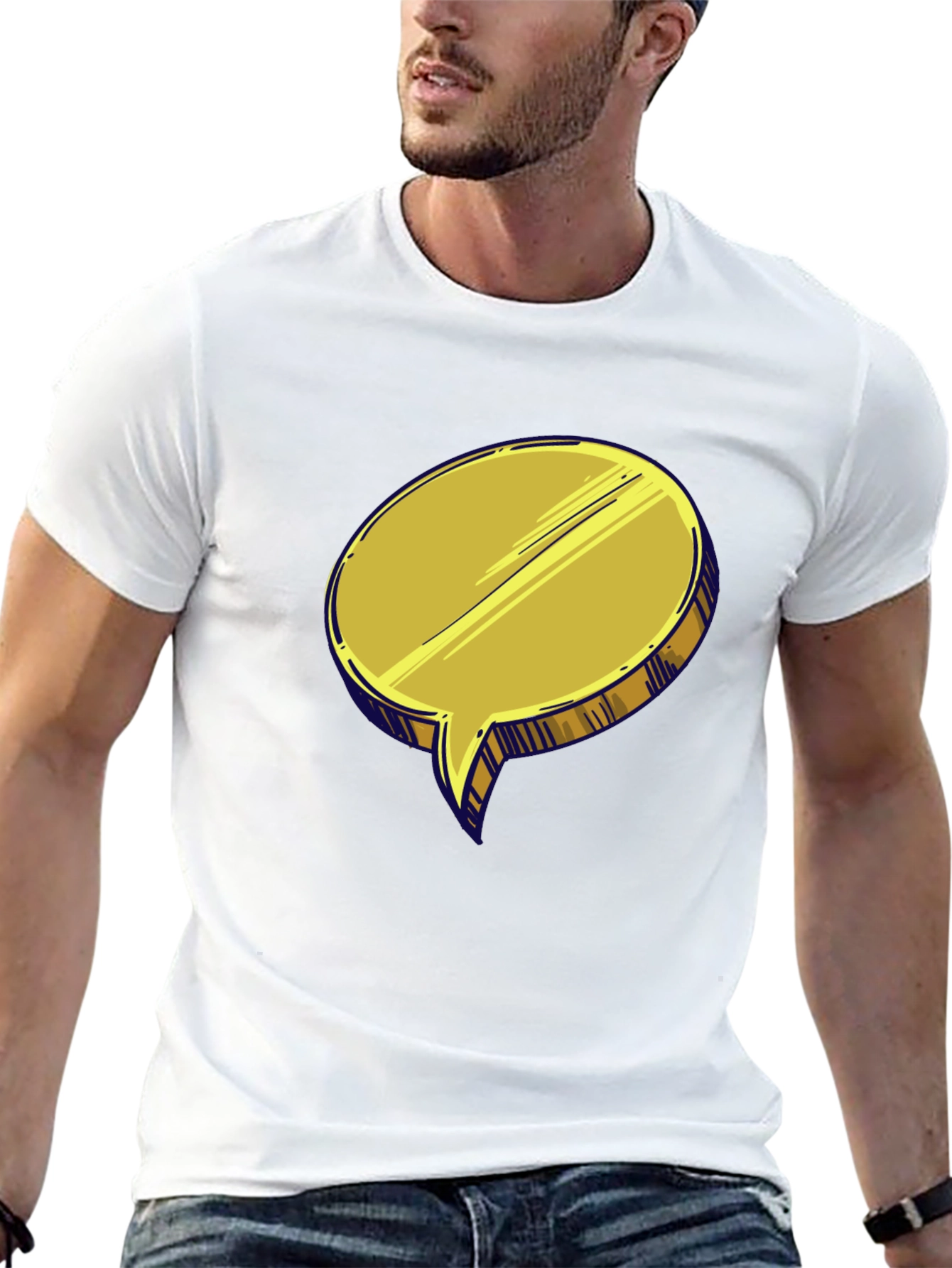 Golden Speech Bubble T-Shirt - Unique Design