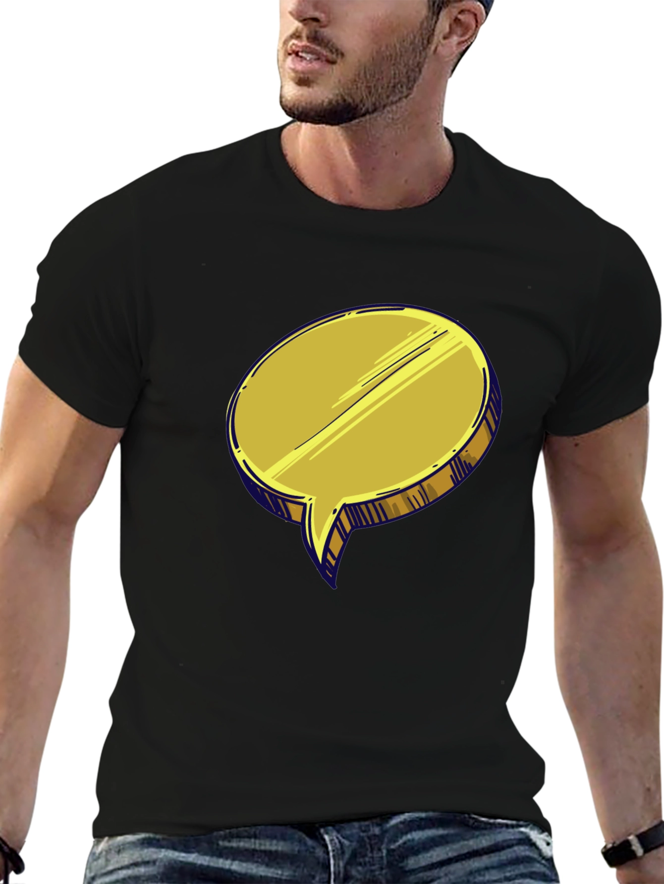 Golden Speech Bubble T-Shirt - Unique Design