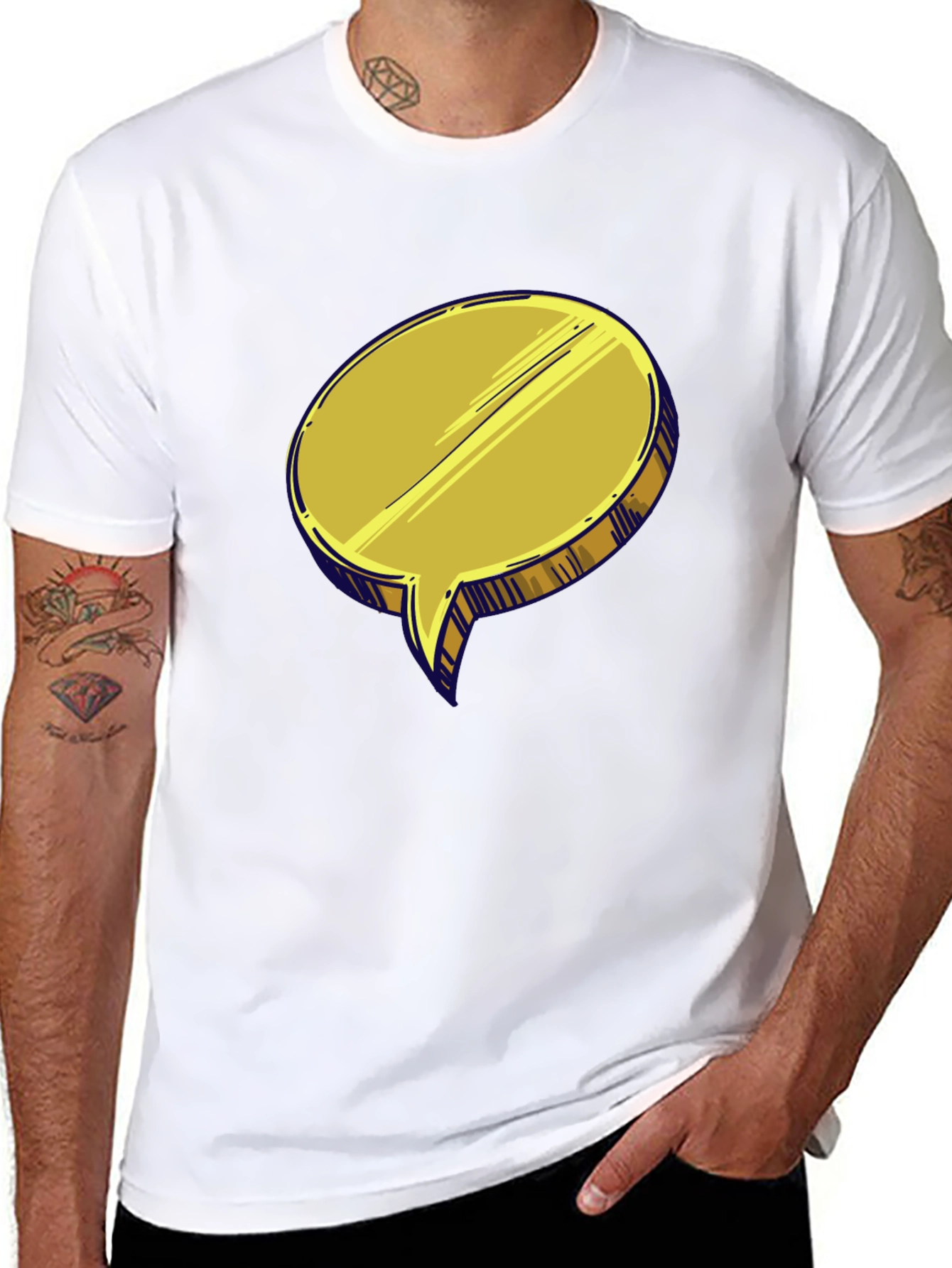 Golden Speech Bubble T-Shirt - Unique Design