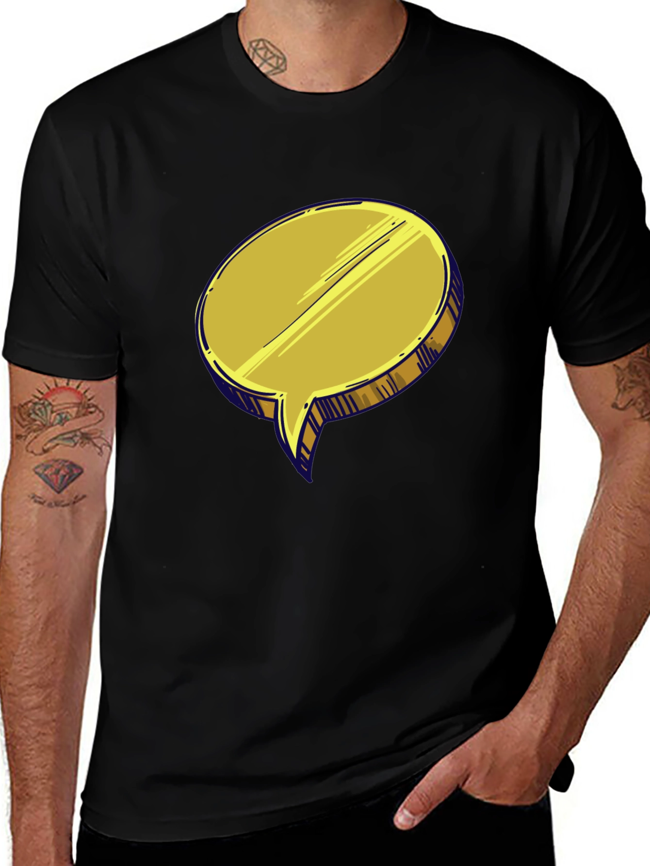 Golden Speech Bubble T-Shirt - Unique Design