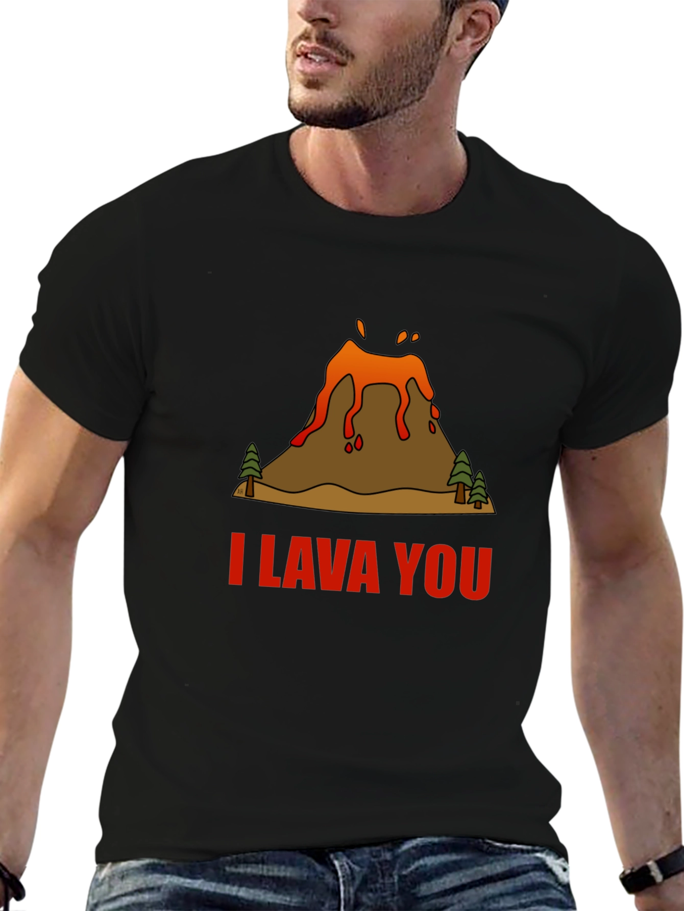 I Lava You Volcano Graphic Tee - Black
