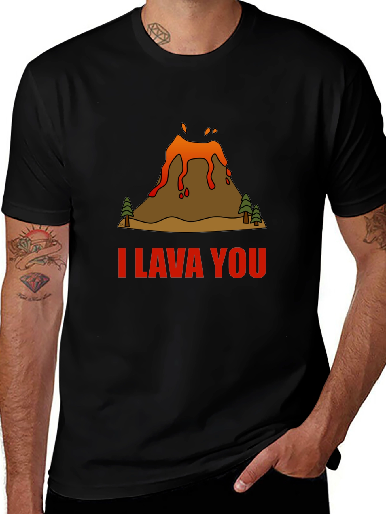I Lava You Volcano Graphic Tee - Black