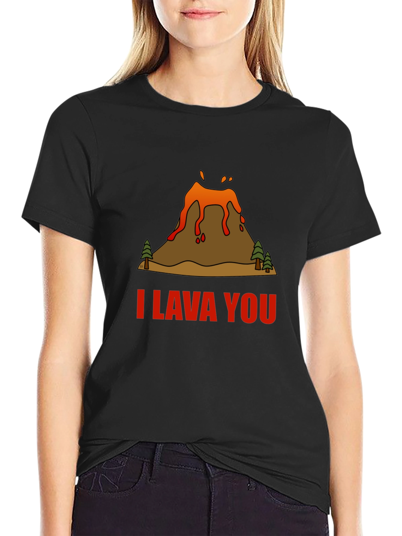 I Lava You Volcano Graphic Tee - Black