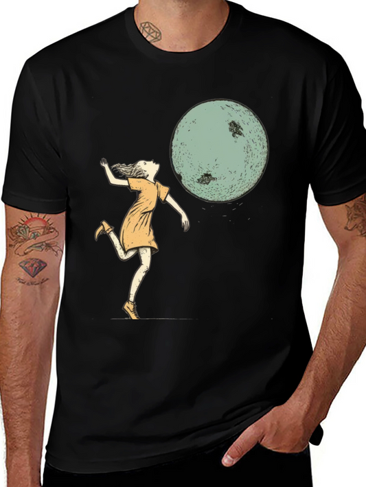 Whimsical Moonlit Dance T-Shirt - Black