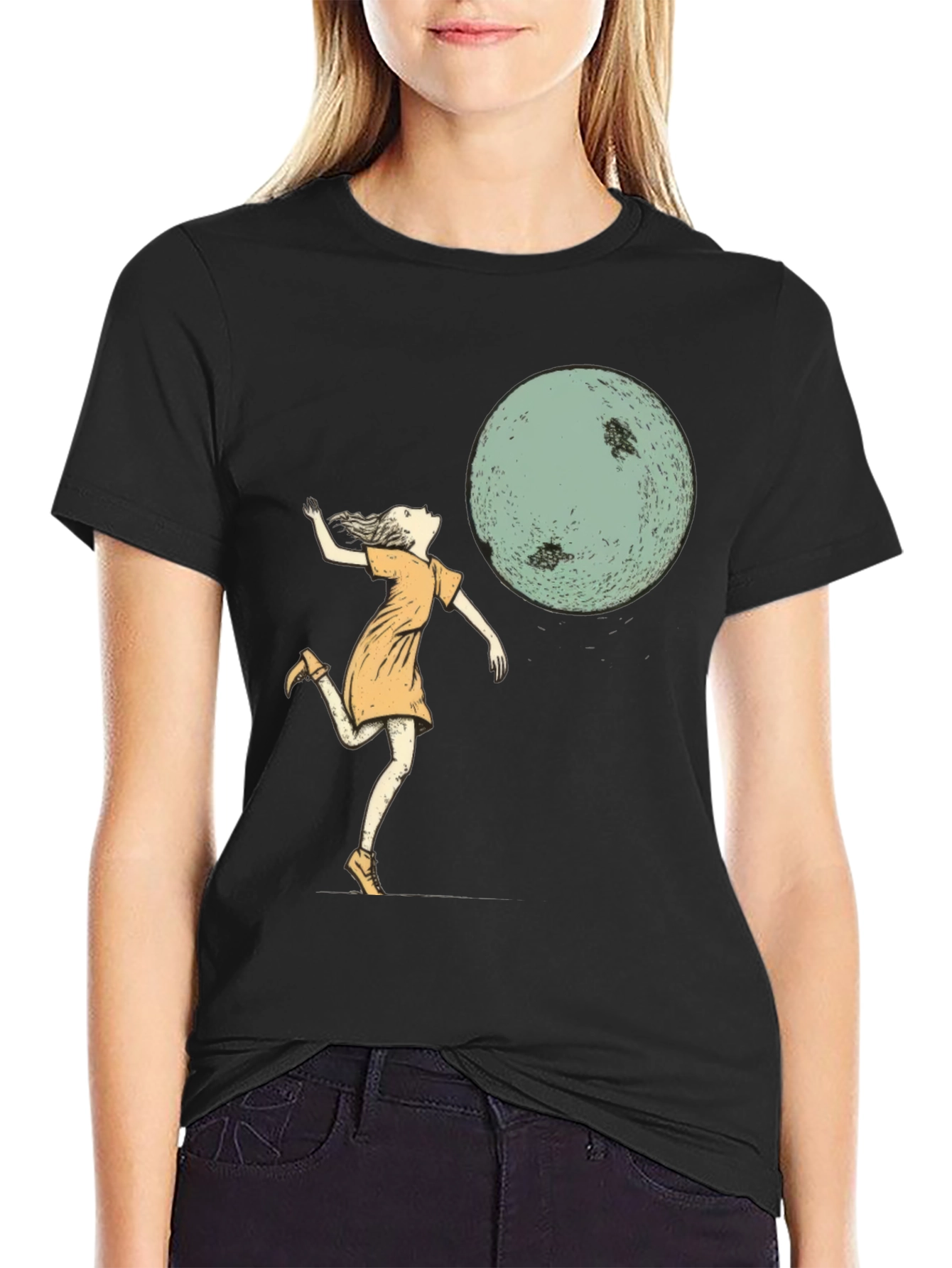 Whimsical Moonlit Dance T-Shirt - Black
