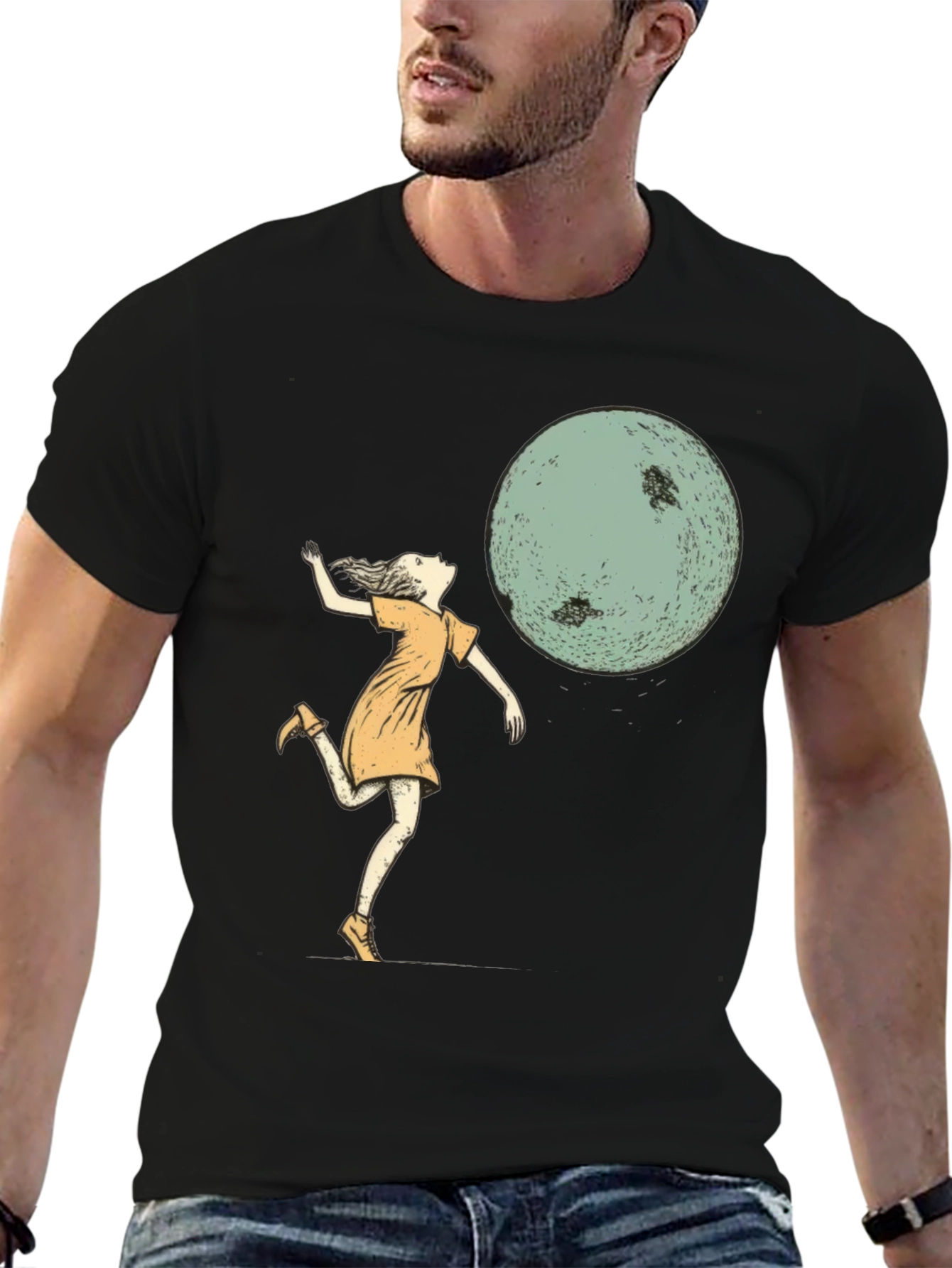 Whimsical Moonlit Dance T-Shirt - Black