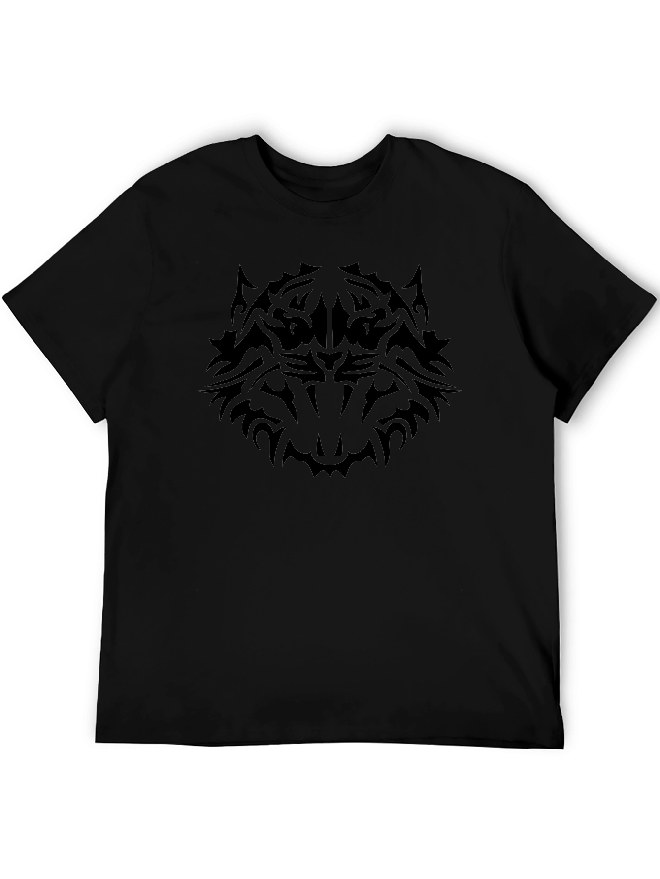 Black Tribal Tiger Graphic T-Shirt