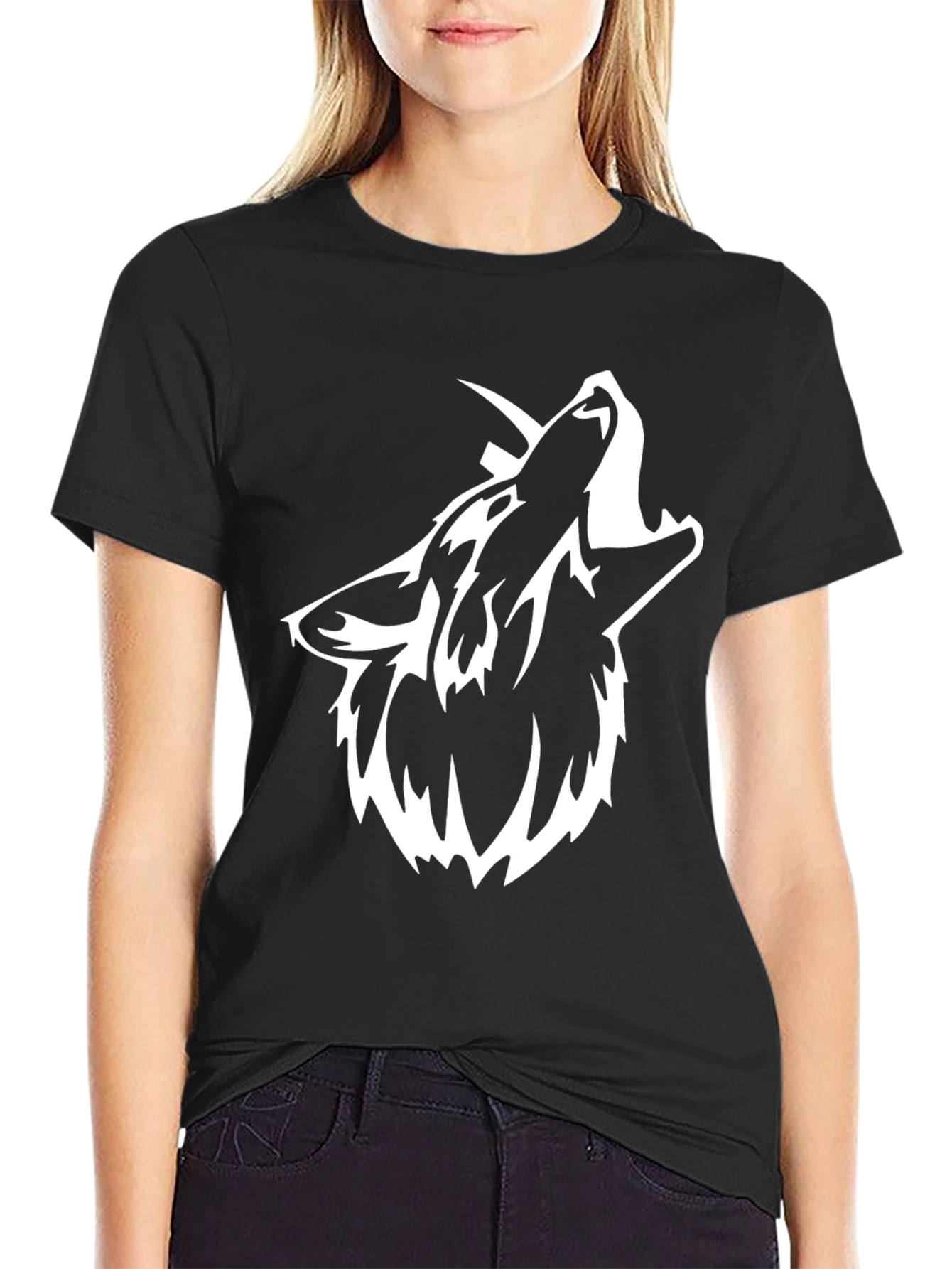 Mens Black Wolf Graphic Tee